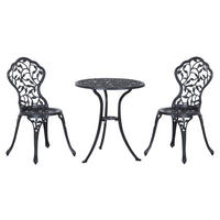 Outsunny Bistroset schwarz Aluminium B/H/L: ca. 60x65x60 cm Bistroset - schwarz (60,00/60,00/65,00cm) - Outsunny