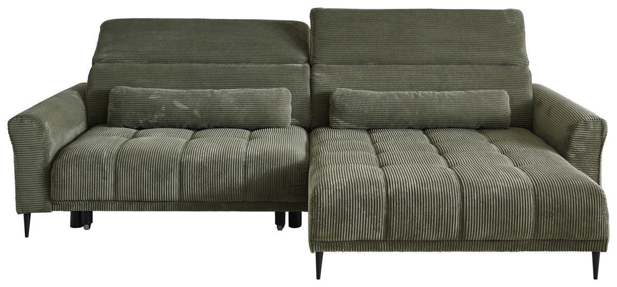 Ecksofa mit elektrischer XXL Sitztiefenverstellung grün Microfaser B/H/T: ca. 277x108x179 cm Logan_Type_004_Ecksofa - schwarz/grün (277,00/108,00/179,00cm)