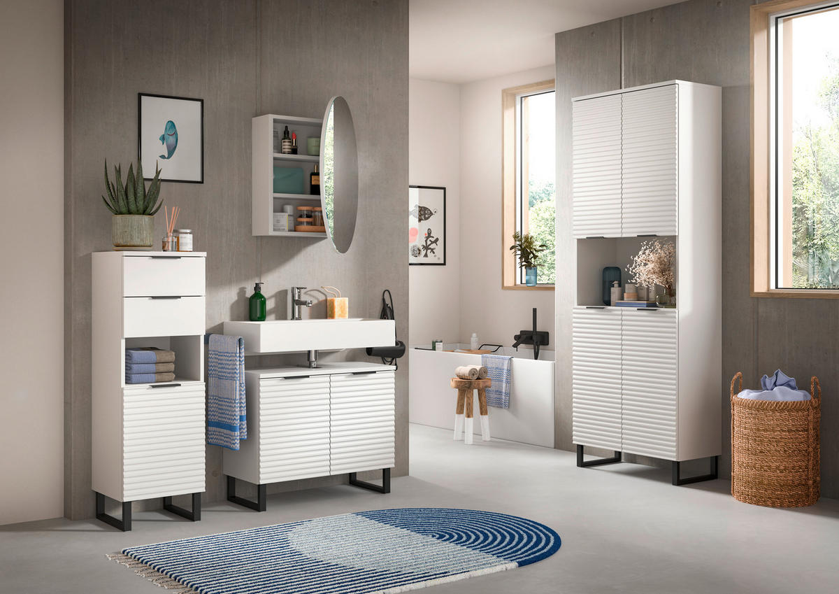 Hochschrank Riff weiß B/H/T: ca. 70x193x34 cm Riff - weiß (70,00/193,00/34,00cm) - xonox.home