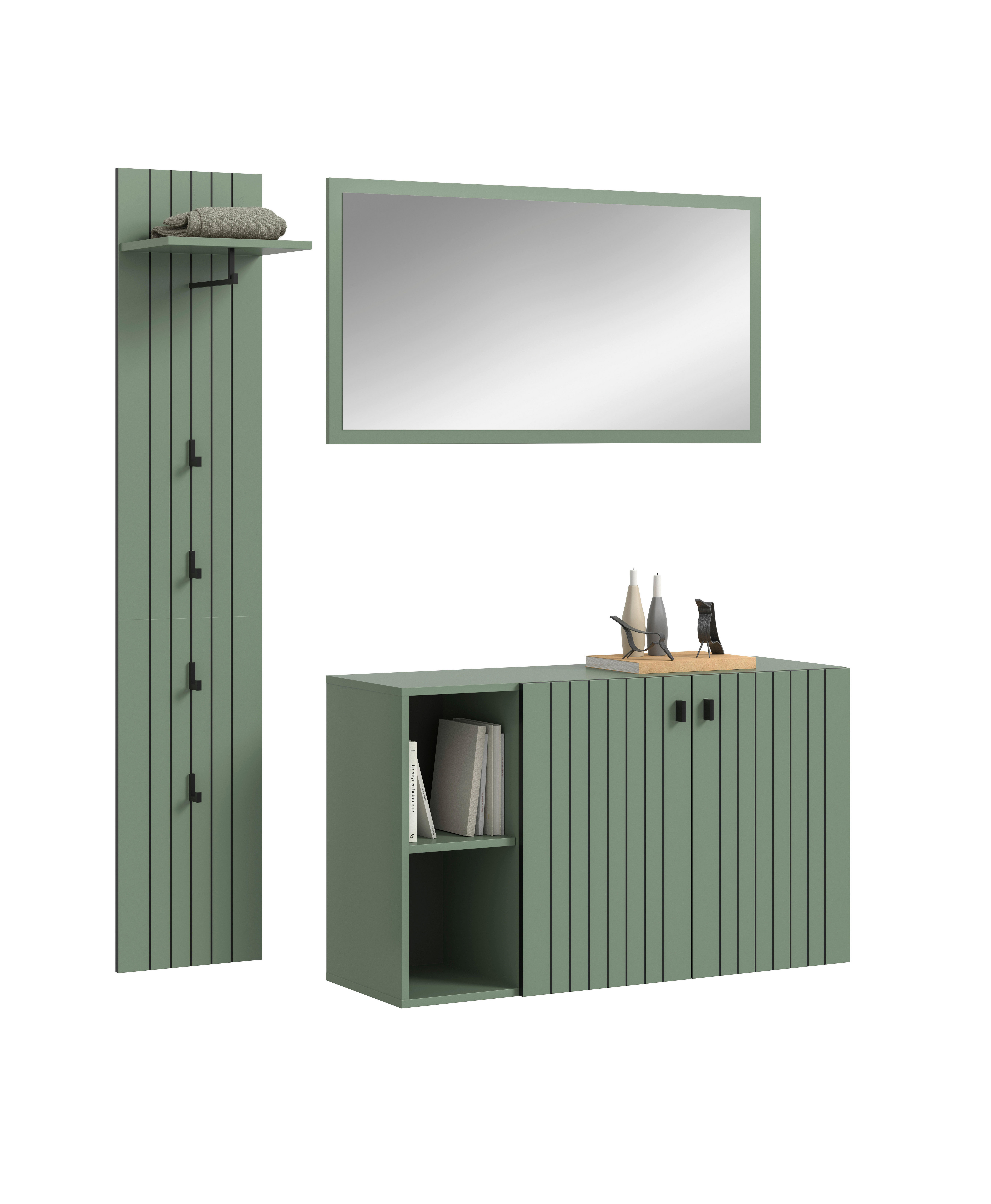 Garderobenset STATION grün B/H/T: ca. 152x192x37 cm STATION - grün (152,00/192,00/37,00cm) - xonox.home