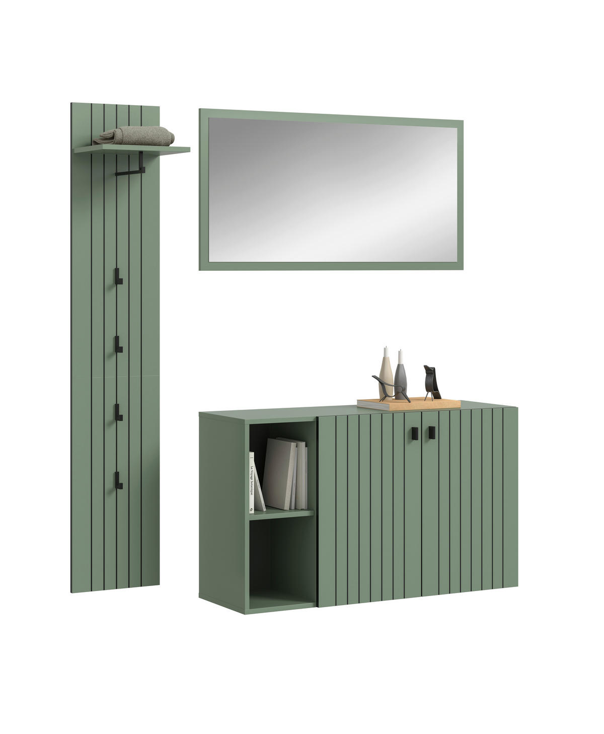 Garderobenset STATION grün B/H/T: ca. 152x192x37 cm STATION - grün (152,00/192,00/37,00cm) - xonox.home