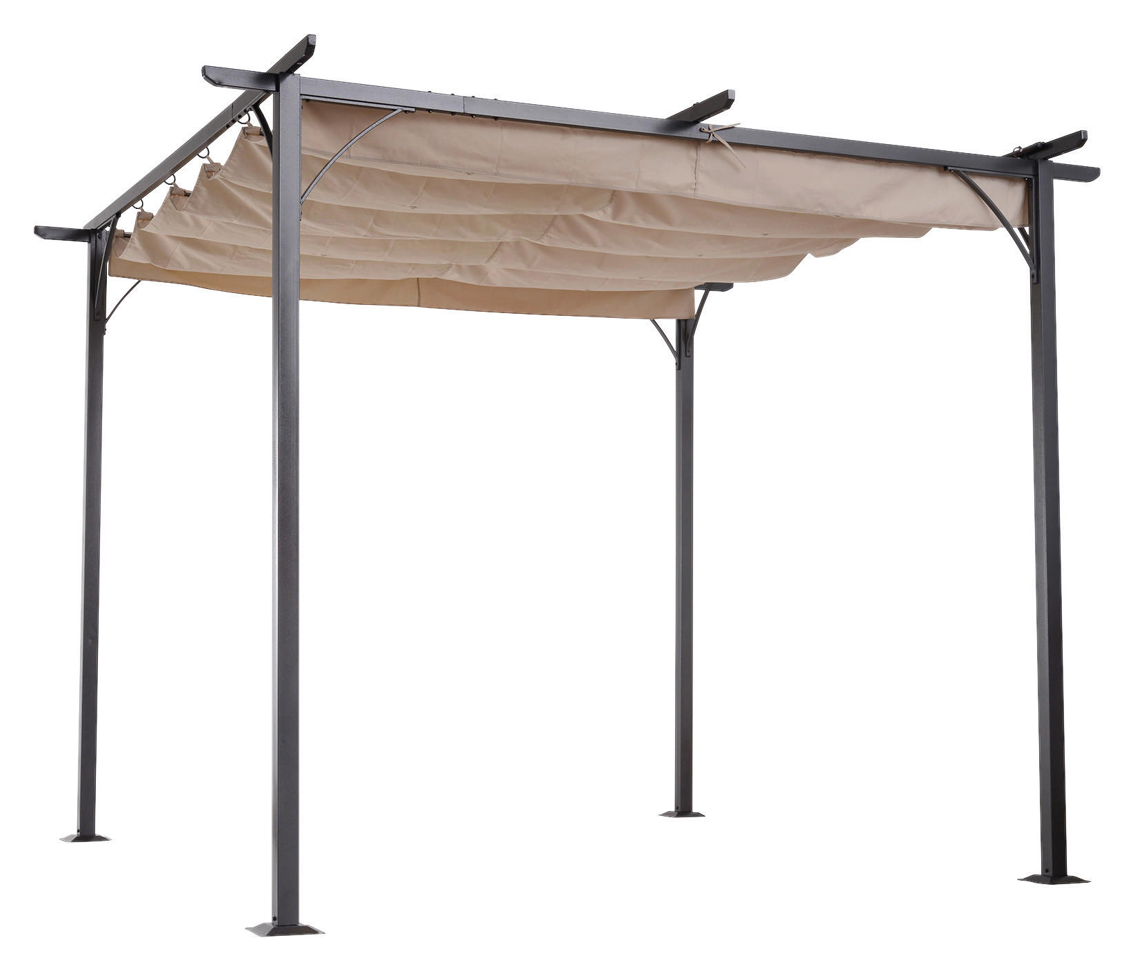 Outsunny Pergola schwarz Metall B/H/L: ca. 300x230x300 cm Pergola - beige/schwarz (300,00/300,00/230,00cm) - Outsunny