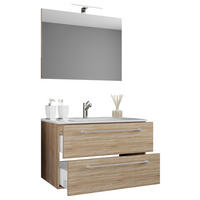 Waschplatz 3tlg-Badinos weiß Eiche Sonoma Nachbildung B/H/T: ca. 80x50x46 cm 3tlg-Badinos - Eiche/weiß (80,00/50,00/46,00cm) - VCM Möbel