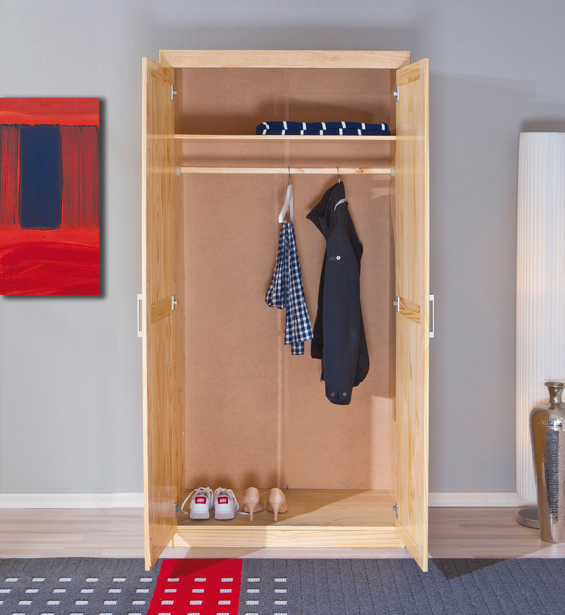 Kleiderschrank Leon natur B/H/T: ca. 95x190x55 cm Leon - natur (95,00/190,00/55,00cm) - Inter Link