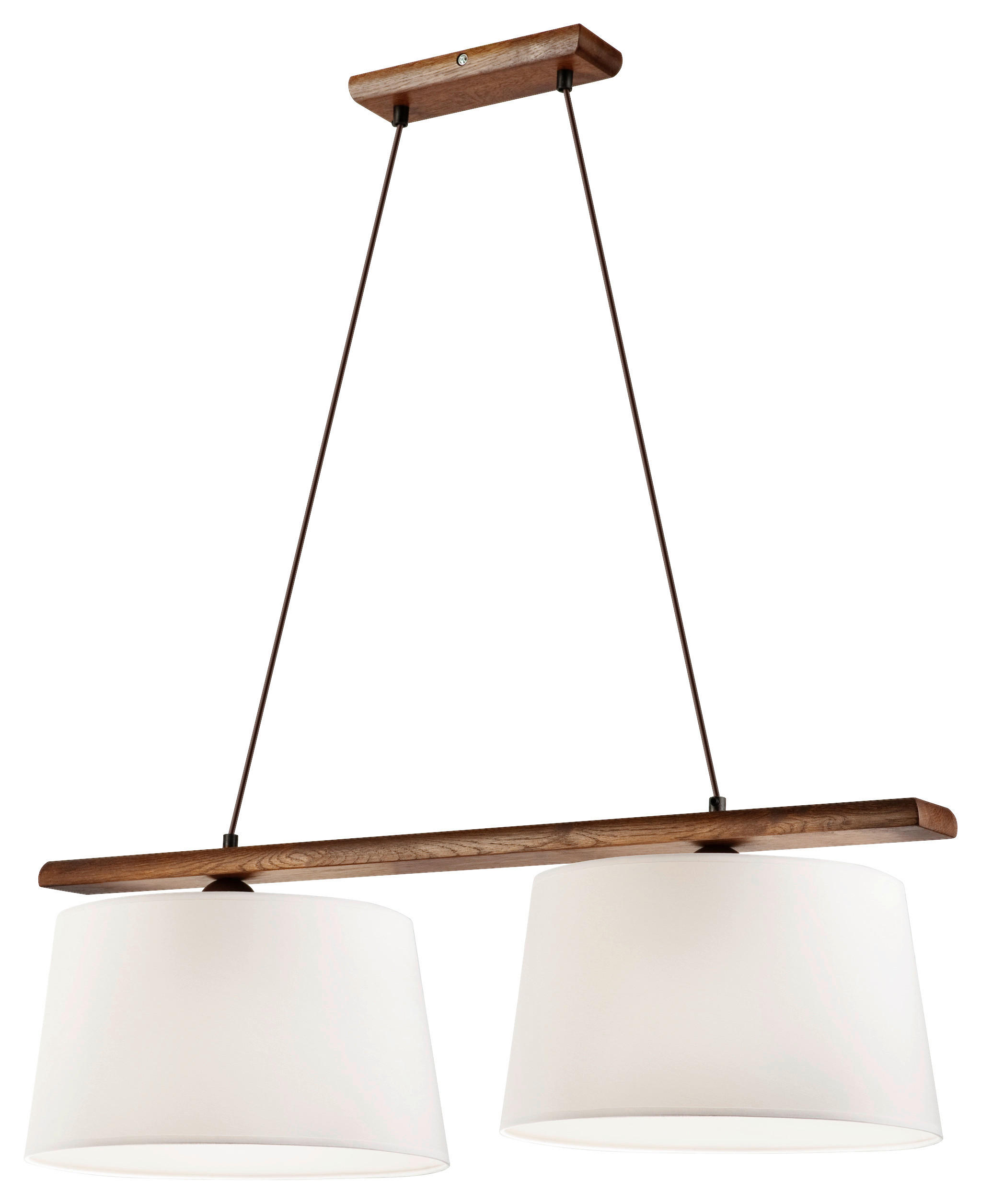 Lamkur Pendelleuchte AIDA 35178 Eiche Holz Stoff Stahl H/L: ca. 95x90 cm E27 2 Brennstellen Aida - Eiche (90,00cm) - Lamkur