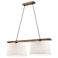 Lamkur Pendelleuchte AIDA 35178 Eiche Holz Stoff Stahl H/L: ca. 95x90 cm E27 2 Brennstellen Aida - Eiche (90,00cm) - Lamkur