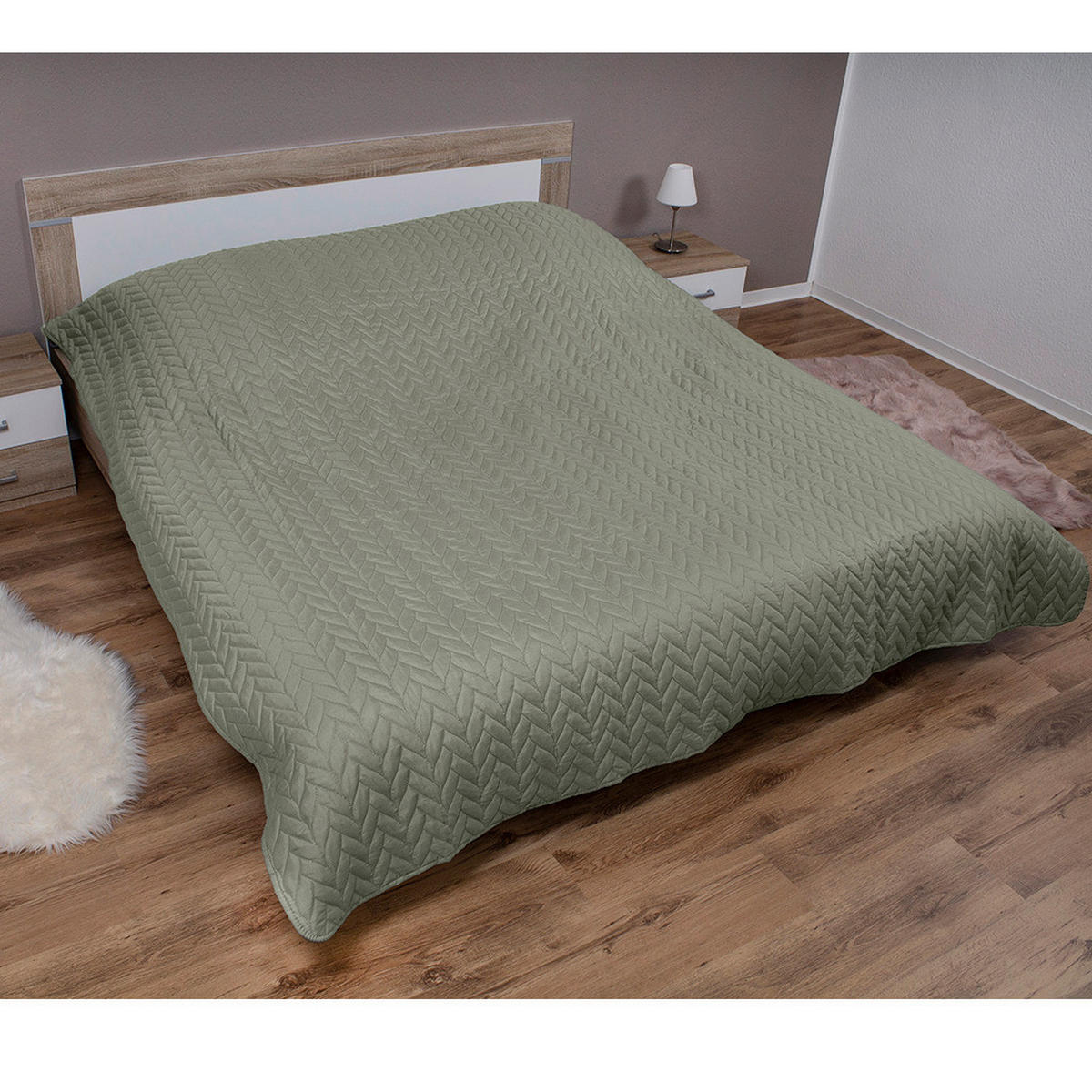 Tagesdecke Tagesdecke_Zopfmuster Seegras - Seegras (220,00/240,00cm)