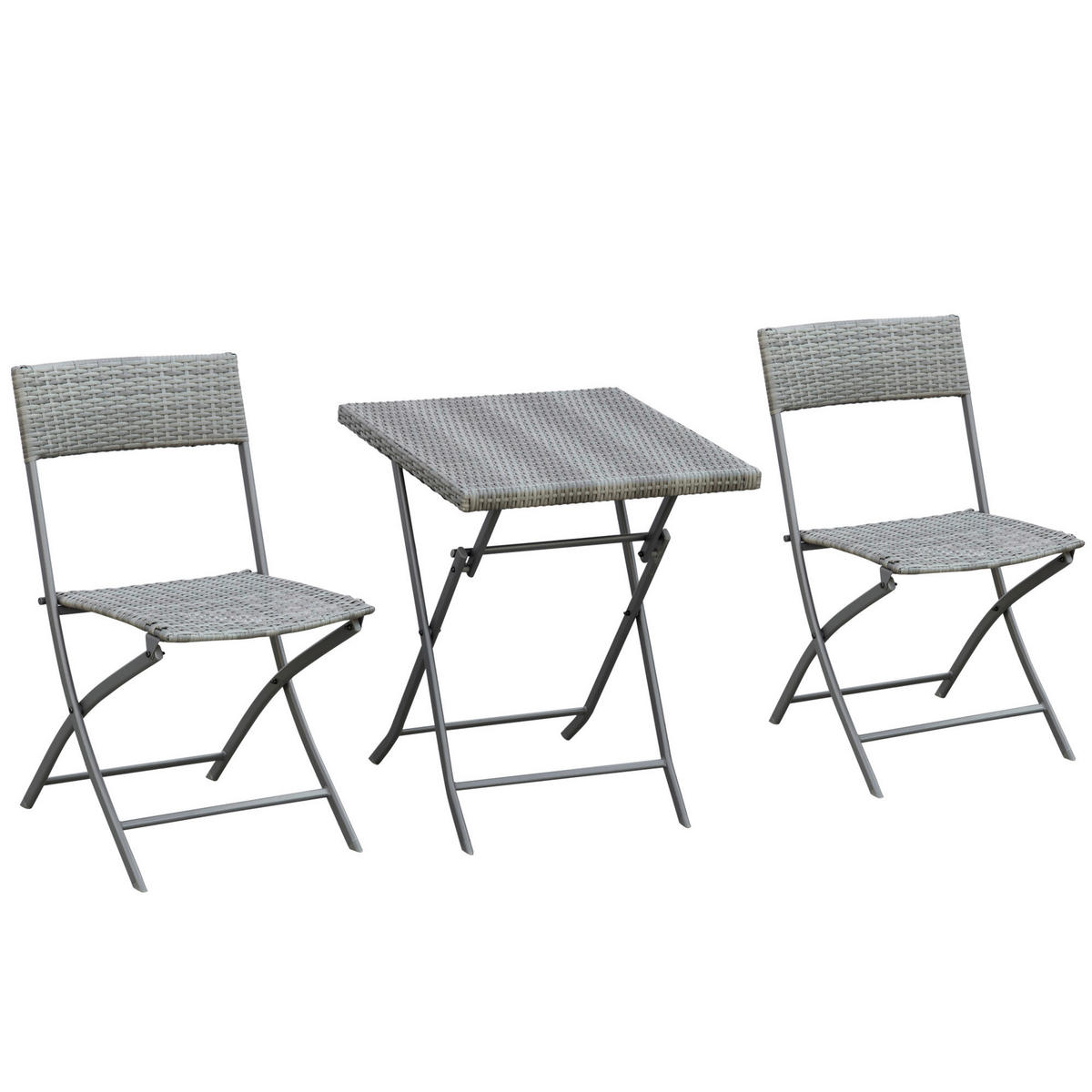 Outsunny Sitzgruppe grau Polyrattan B/H/L: ca. 60x60x72 cm Gartenmöbel-Set - grau (72,00/60,00/60,00cm) - Outsunny