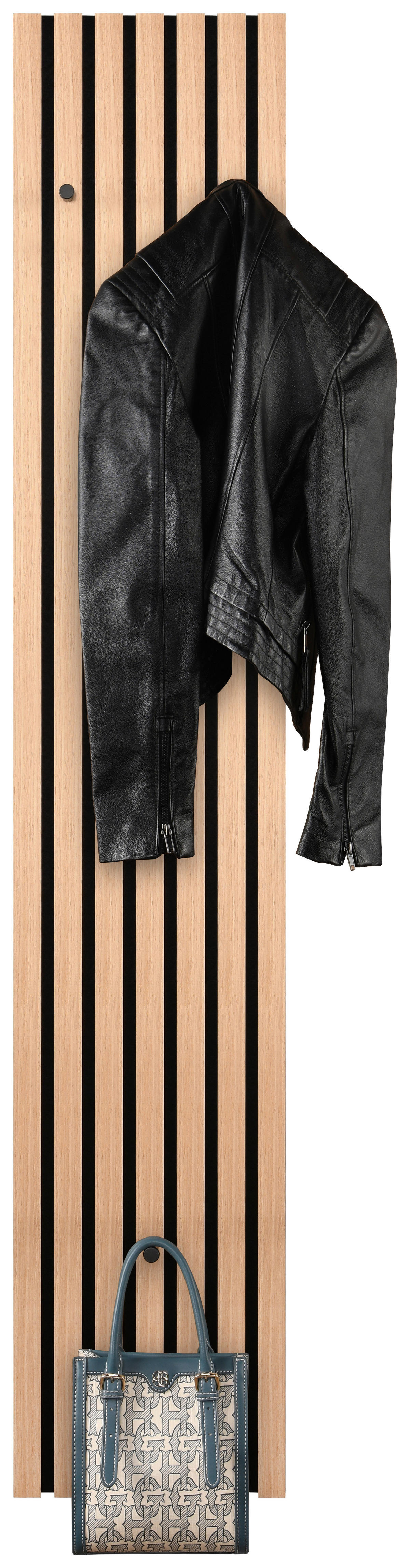 Wandgarderobe Grace Eiche Artisan Nachbildung schwarz B/H/T: ca. 25x160x7 cm Grace - Eiche/schwarz (25,00/160,00/7,00cm)