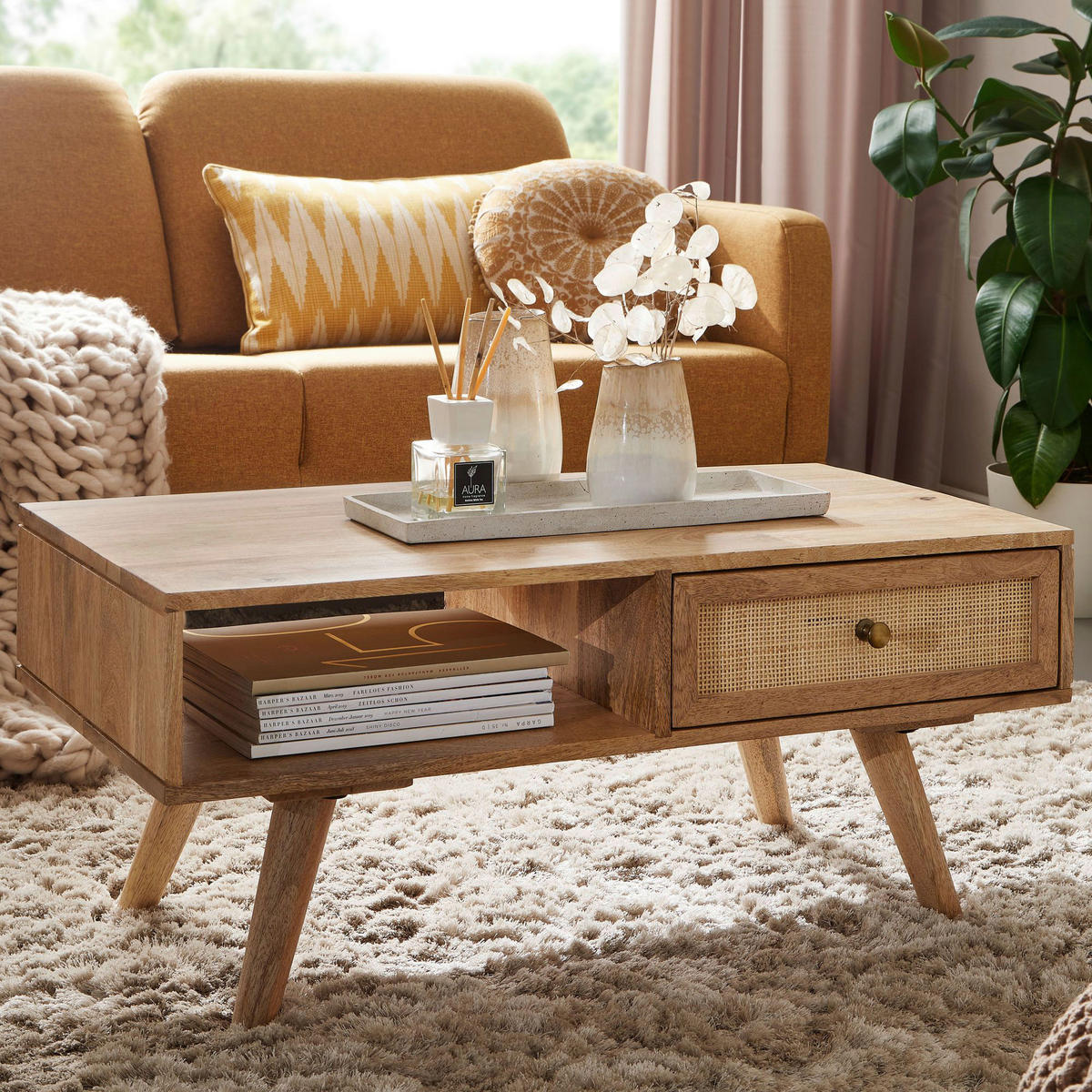 Couchtisch braun B/H/T: ca. 90x40x45 cm Couchtisch - braun (90,00/40,00/45,00cm) - Wohnling