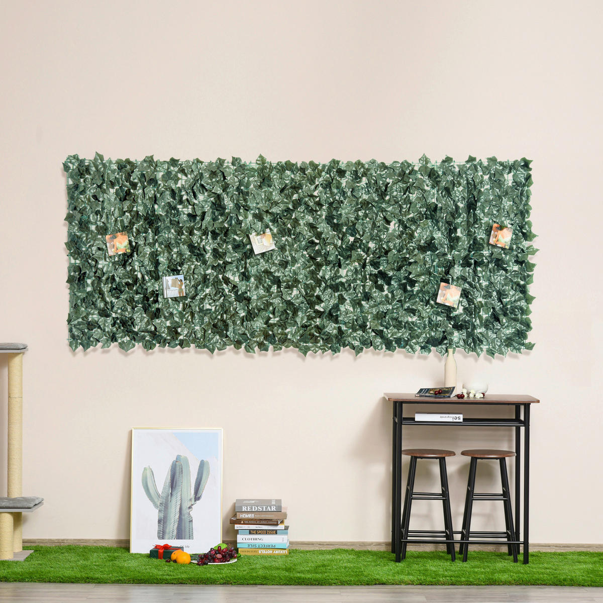 Outsunny Künstliche Hecke dunkelgrün Kunststoff H/L: ca. 100x240 cm Künstliche Hecke - dunkelgrün (240,00cm) - Outsunny