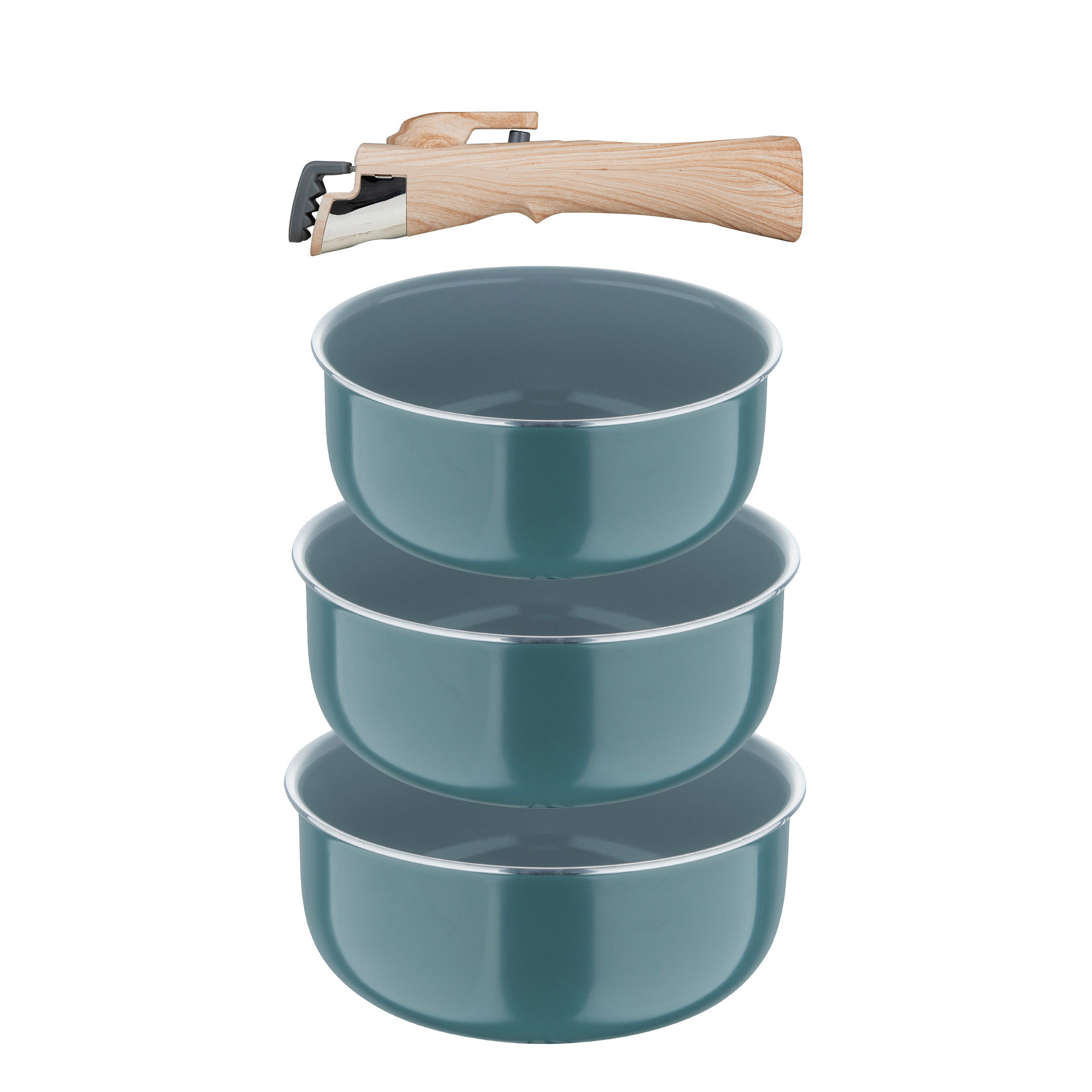 BERGNER Topfset CLICK & COOK silber Aluminium 4 tlg. CLICK & COOK - silber (30,70/30,00/9,60cm) - BERGNER