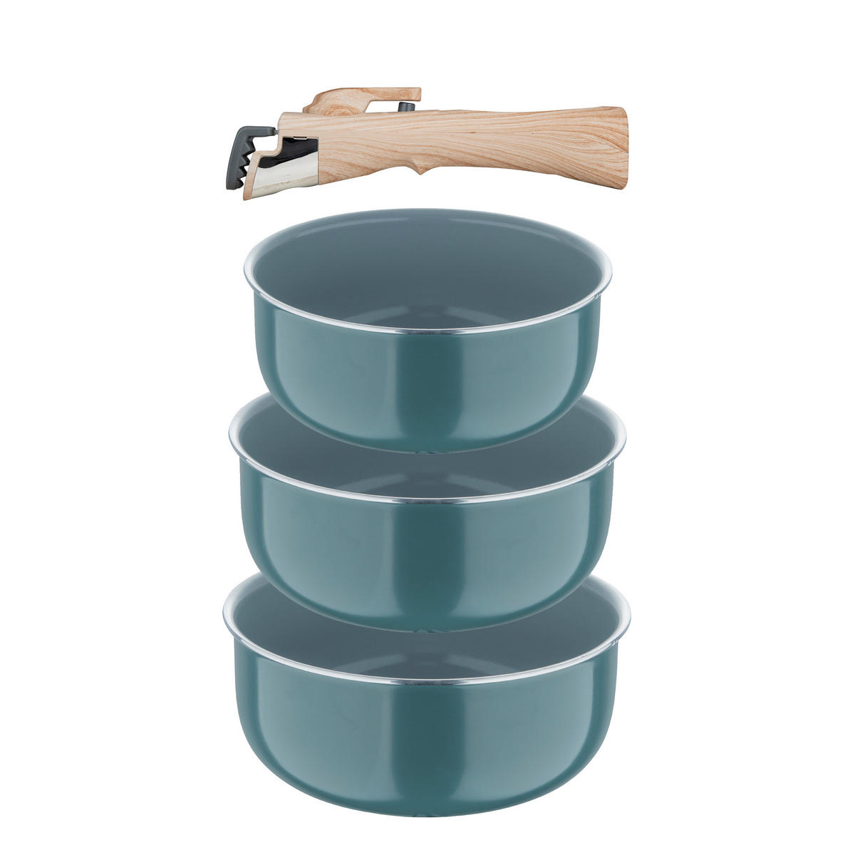 BERGNER Topfset CLICK & COOK silber Aluminium 4 tlg. CLICK & COOK - silber (30,70/30,00/9,60cm) - BERGNER