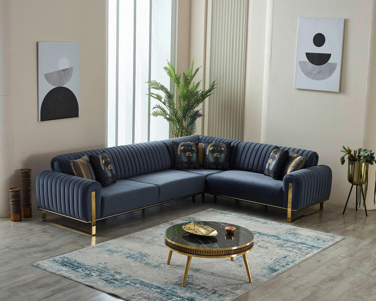 Funktionsecke Singapur blaugrau Microfaser B/H/T: ca. 332x79x262 cm Singapur - gold/blaugrau (332,00/79,00/262,00cm)
