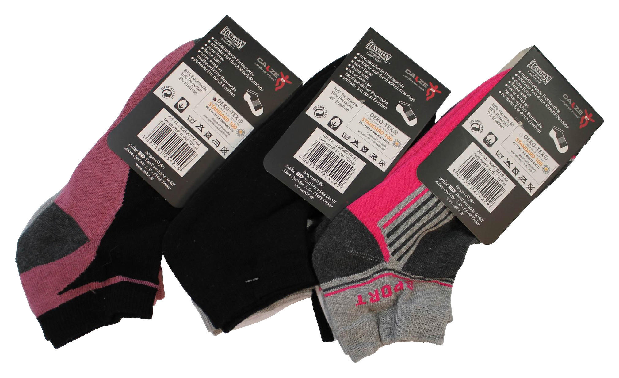 Damen-Socken sortiert 3 Packstücke Größe 35-38 Sneaker_Damen_3erPack - sortiert