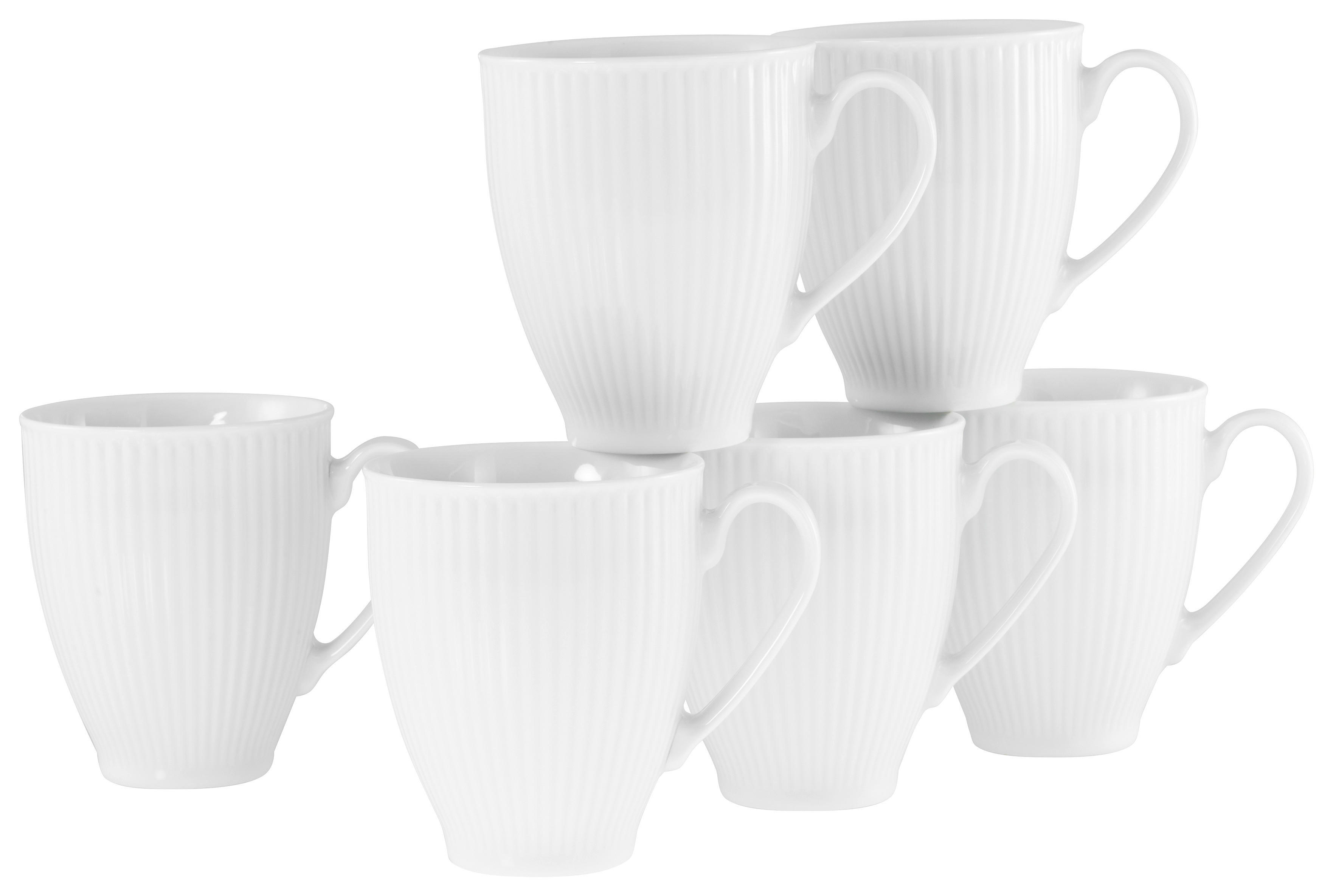 CreaTable Tassen-Set Valencia weiß Porzellan 6 tlg. Valencia - weiß - CreaTable