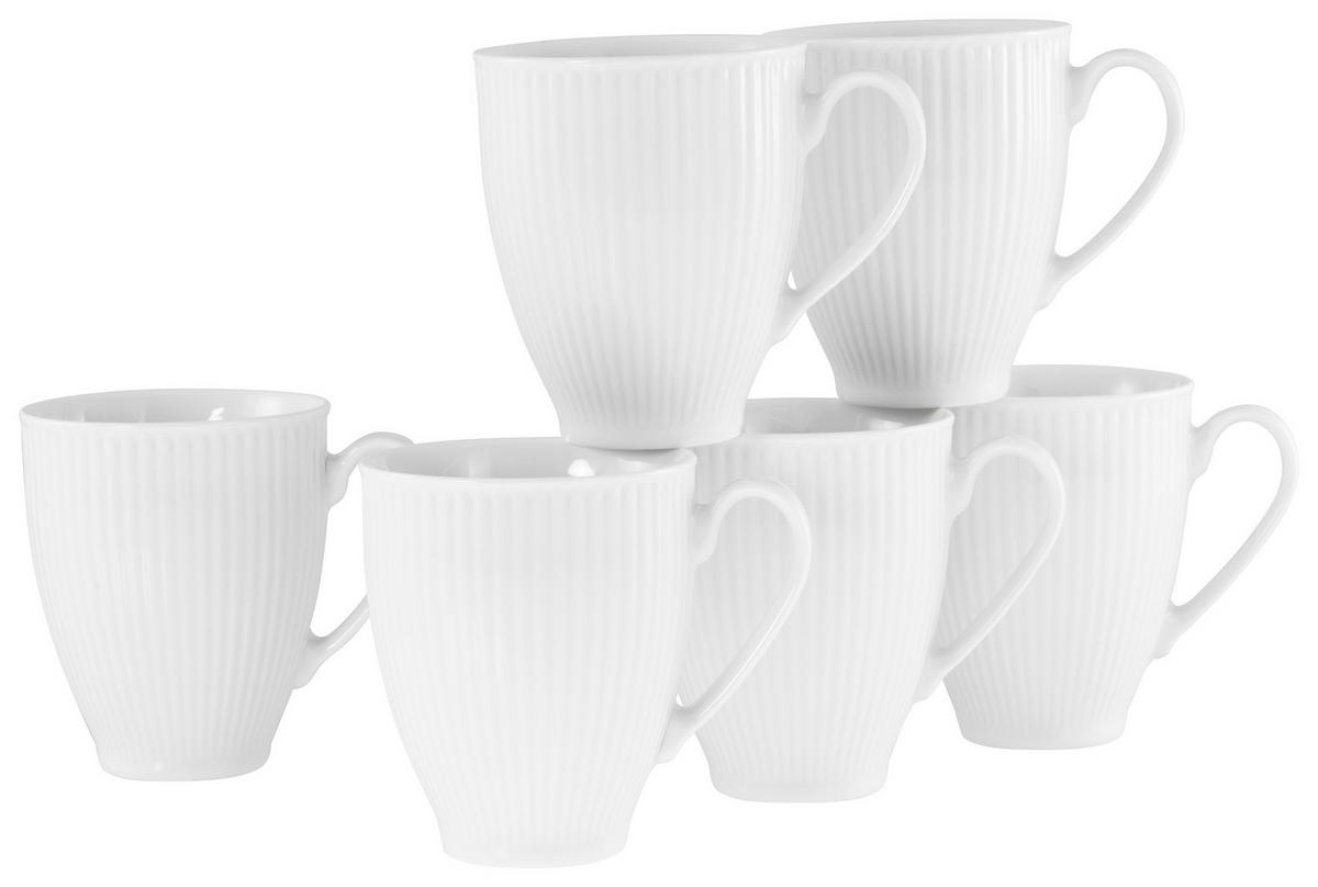 CreaTable Tassen-Set Valencia weiß Porzellan 6 tlg. Valencia - weiß - CreaTable
