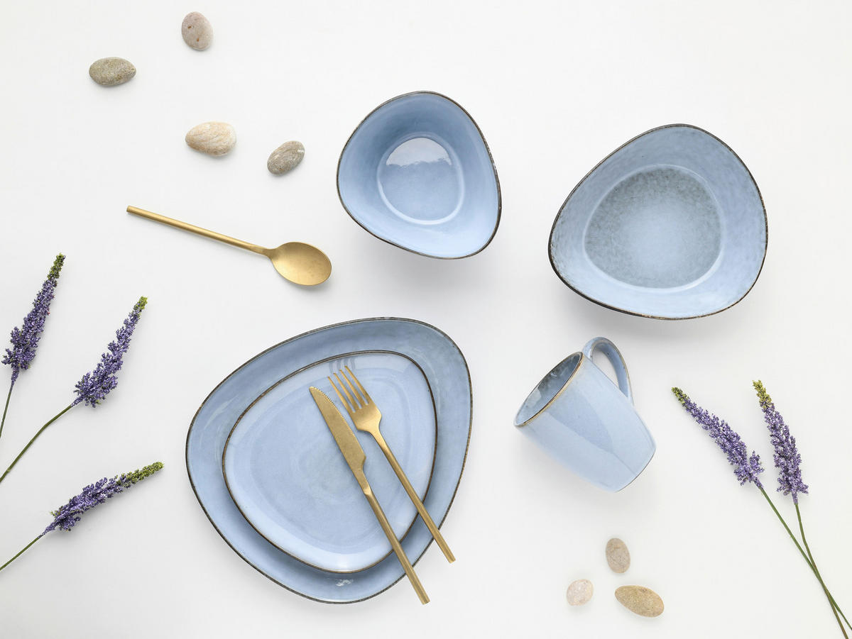 CreaTable Kombiservice Cloudy Skyblue blau Steinzeug 10 tlg. Cloudy Skyblue - blau - CreaTable