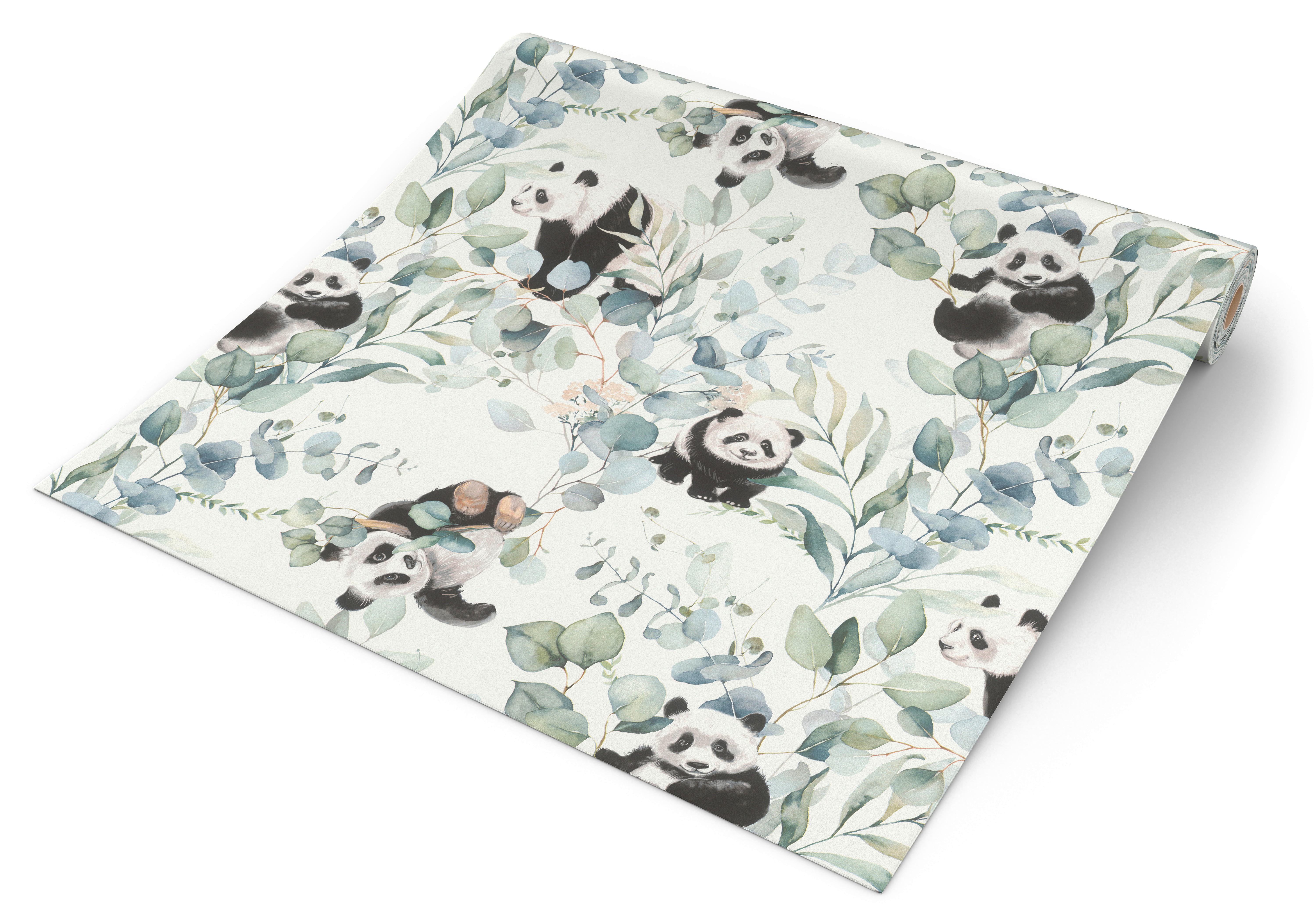 Papiertapete Pandabären weiß grün B/L: ca. 53x1005 cm Papiertapete_301199 - weiß/grün (53,00/1005,00cm)
