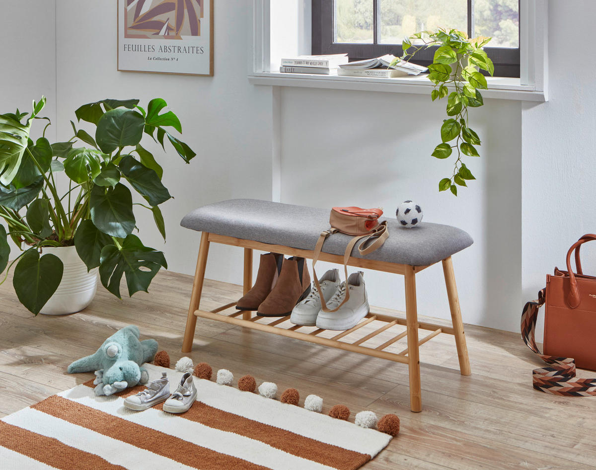 Sitzbank natur grau B/H/T: ca. 90x45x34 cm KLEINMÖBEL Sitzbank - natur/grau (90,00/45,00/34,00cm) - xonox.home