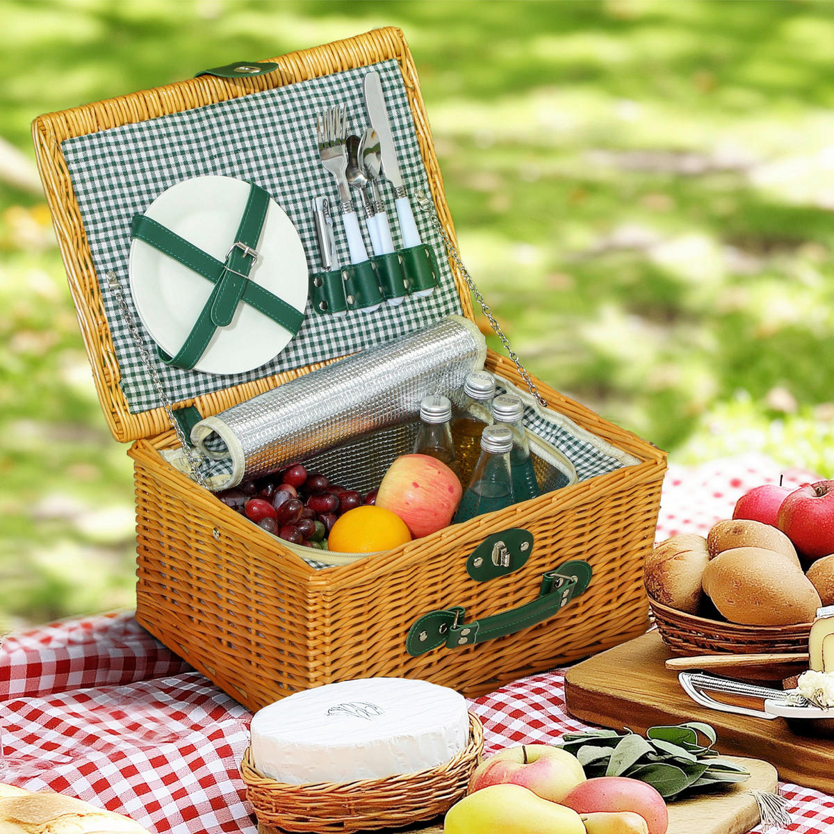 Outsunny Picknickkorb braun Weide B/H/L: ca. 30x20x40 cm Picknickkorb - braun (40,00/30,00/20,00cm) - Outsunny
