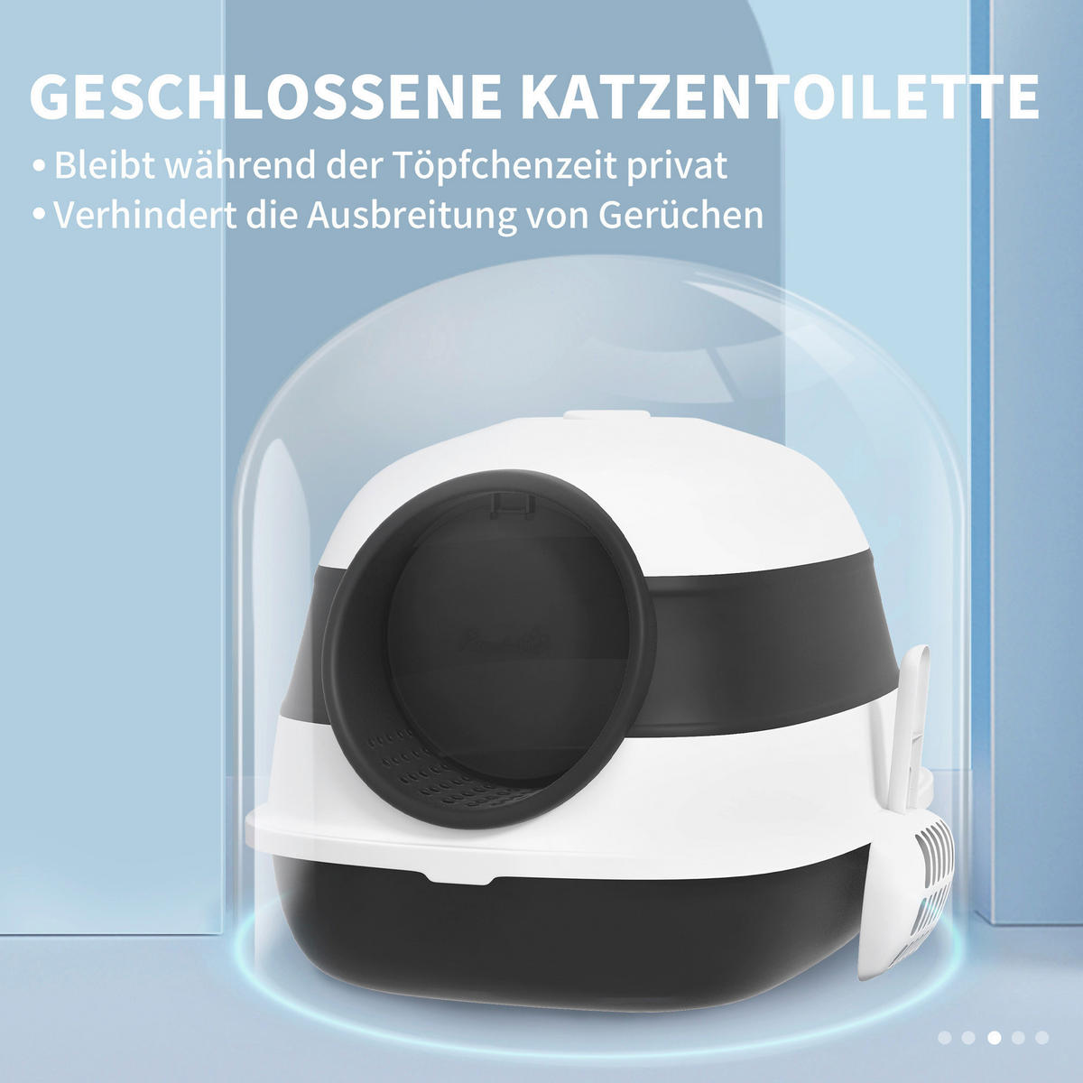 PawHut Katzentoilette schwarz Kunststoff B/H/L: ca. 41x38x52 cm Katzentoilette - weiß/schwarz (52,00/41,00/38,00cm) - PawHut
