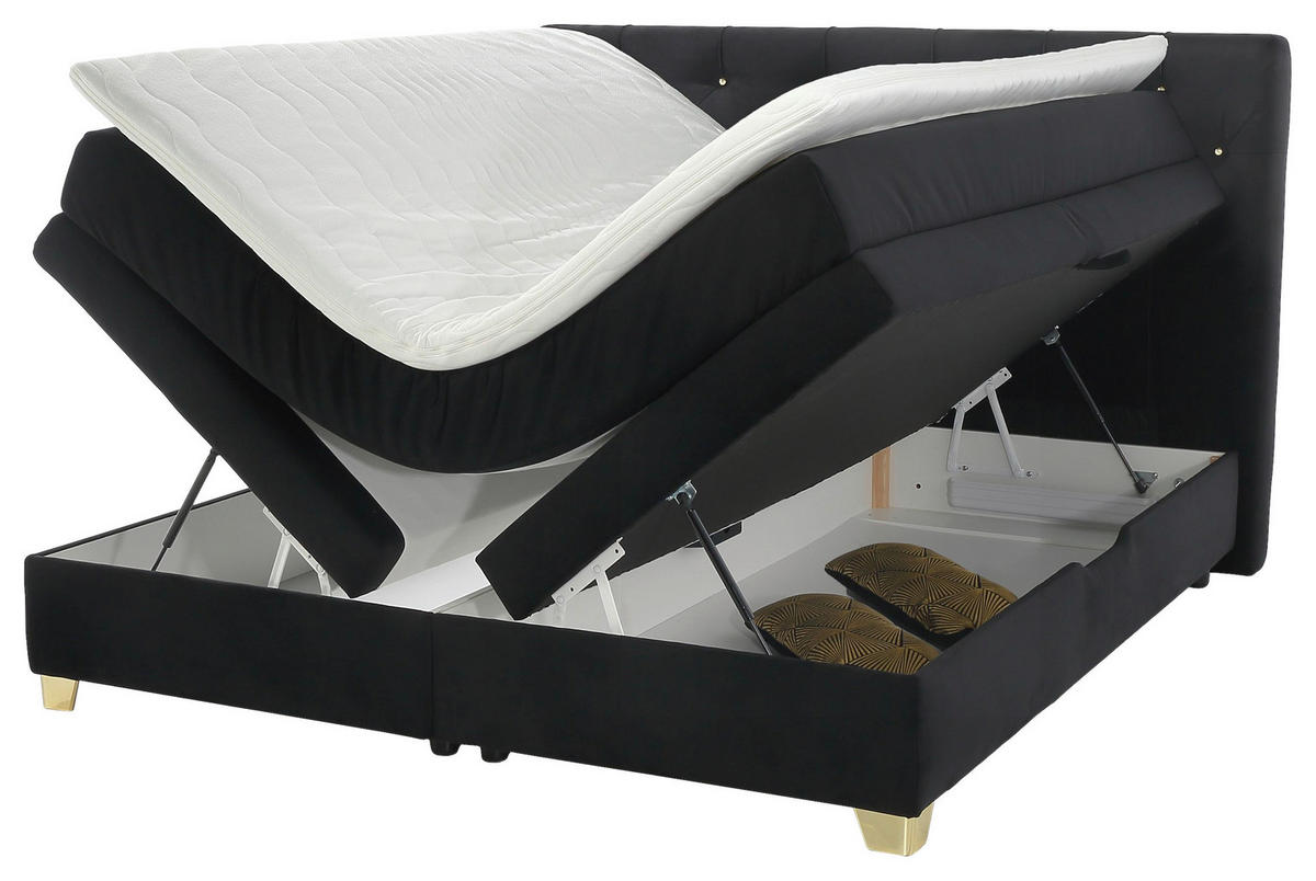 Boxspringbett  schwarz Liegefläche B/L: ca. 180x200 cm Samira_Mix_Boxspringbett - gold/schwarz (193,00/124,00/214,00cm)