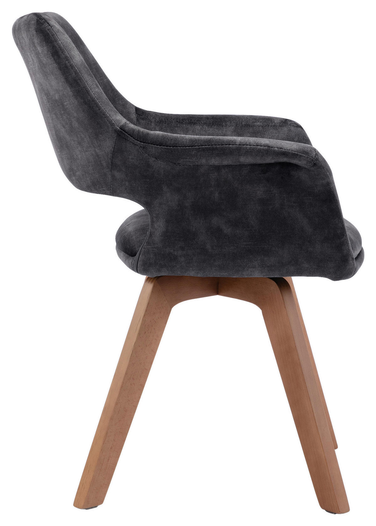 Stuhl KLARA  2er-Set anthrazit Vintage Samt Holz B/H/T: ca. 52x89x63,5 cm KLARA  2er-Set - anthrazit (52,00/89,00/63,50cm) - byLIVING