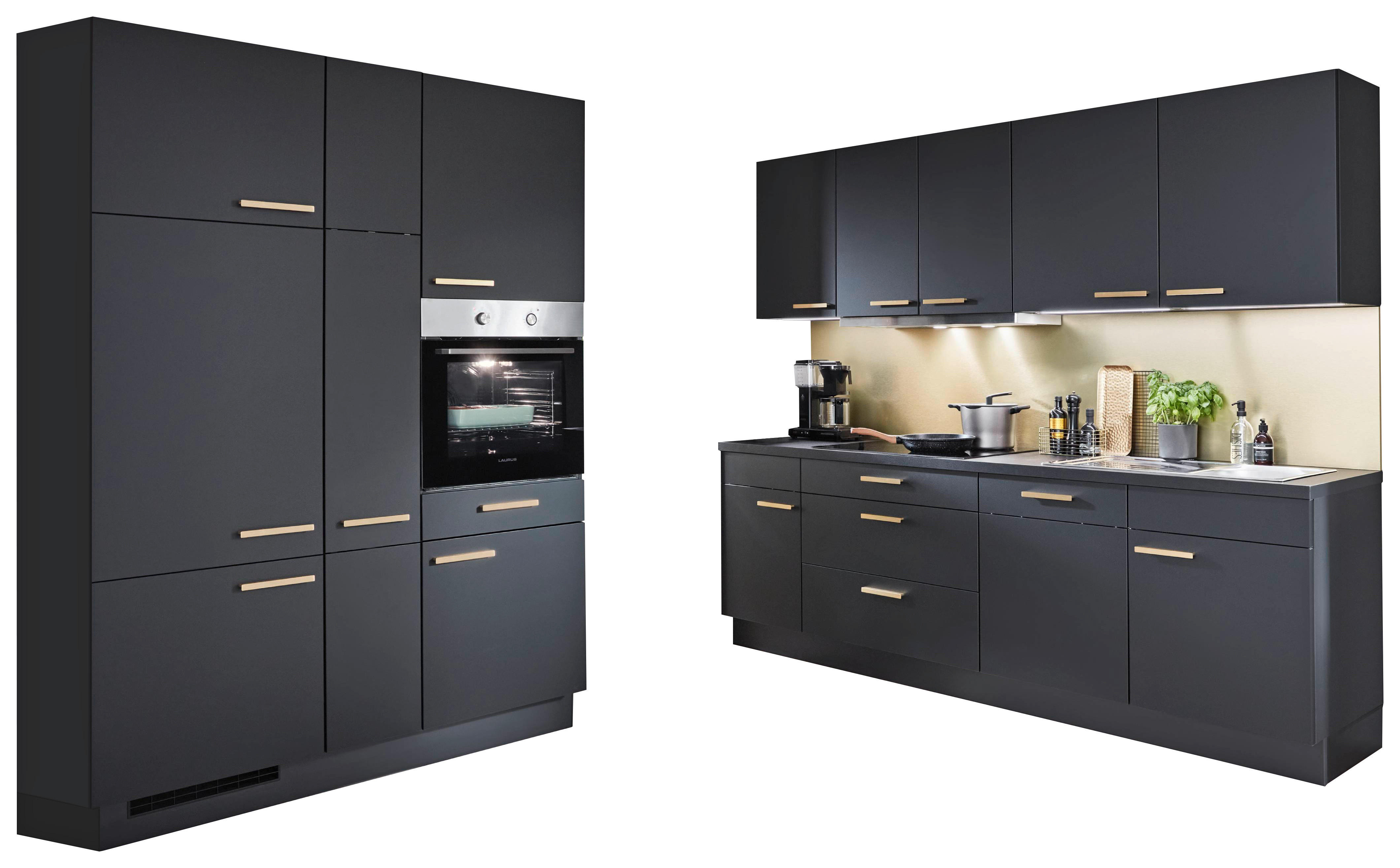nobilia Doppelblock Touch schwarz Lacklaminat supermatt B/T/L: ca. 150x60x260 cm Touch - schwarz/goldgelb (150,00/260,00cm) - nobilia