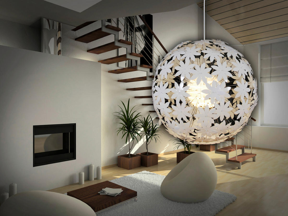 Näve Leuchten Pendelleuchte 7024423 weiß Metall Kunststoff B/H/T: ca. 55x130x55 cm E27 1 Brennstellen Flowery Meadow - weiß (55,00/130,00/55,00cm) - Näve Leuchten