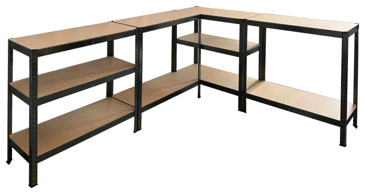 Schwerlastregal 2erSet schwarz B/H/T: ca. 200x200x60 cm Schwerlaststeckregal 200x200x60cm S - schwarz (200,00/200,00/60,00cm)