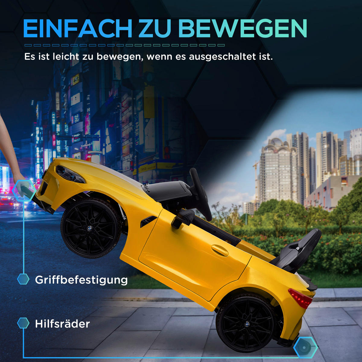 AIYAPLAY Kinder-Elektroauto gelb B/H/L: ca. 69,5x51x108 cm Kinder-Elektroauto - gelb (108,00/69,50/51,00cm) - AIYAPLAY