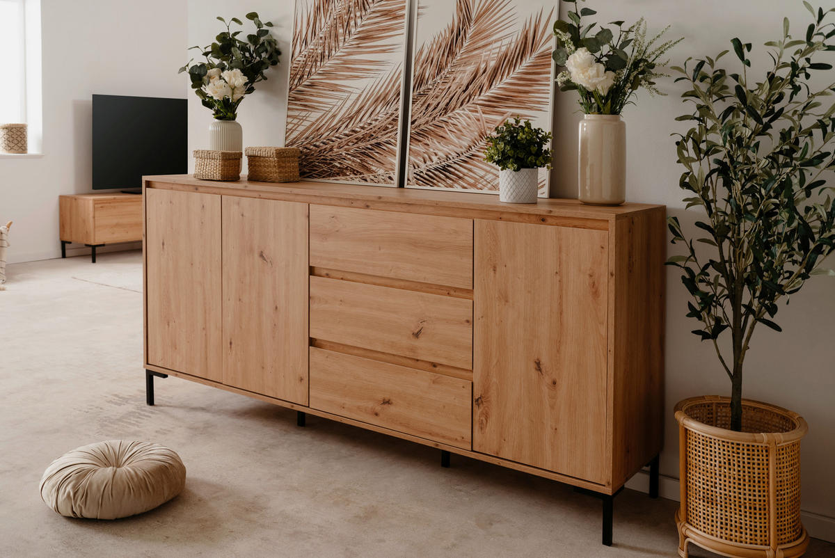 Sideboard Korsika Eiche Artisan Nachbildung B/H/T: ca. 170x87x40 cm Korsika - Eiche (170,00/87,00/40,00cm)