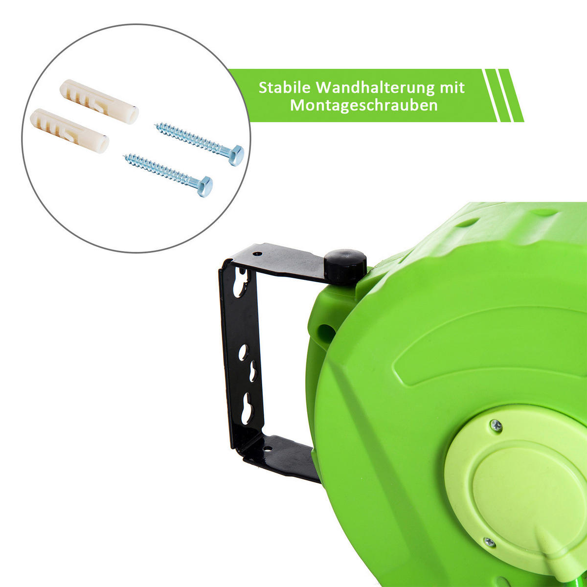 Outsunny Schlauchtrommel schwenkbar Schlauchtrommel 845-181 - grün (33,00/16,00/29,00cm) - Outsunny