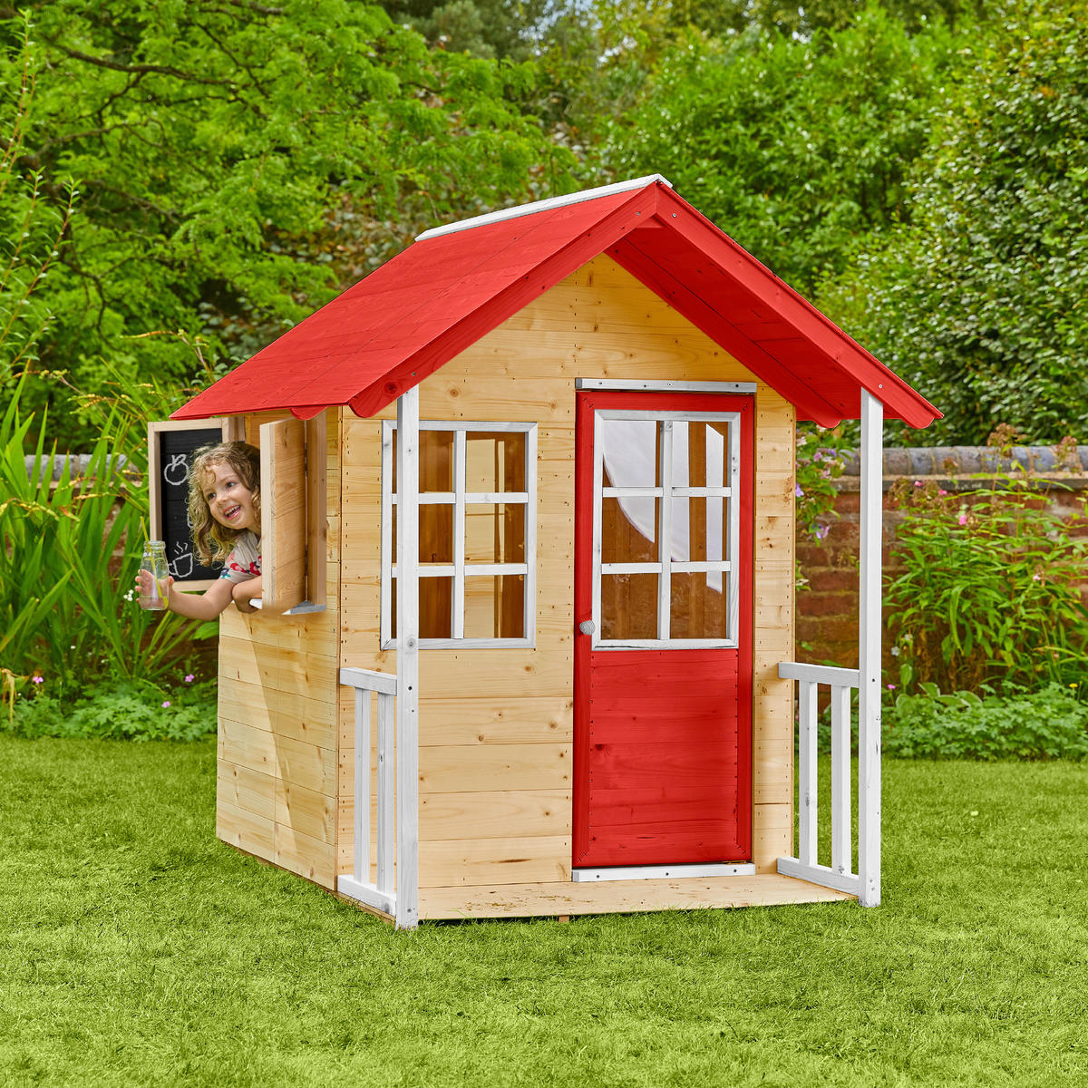 Zwerkules Spielhaus Lolla grau B/H/L: ca. 120x139x135 cm Lolla - weiß/natur (135,00/120,00/139,00cm) - Zwerkules
