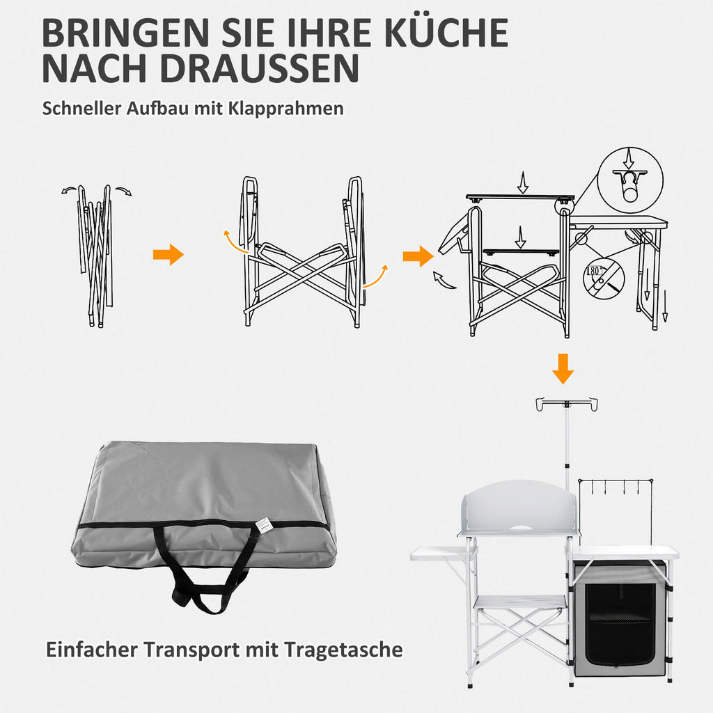 Thumbnail - Outsunny Camping Küche B/H/L: ca. 48x119x144 cm
