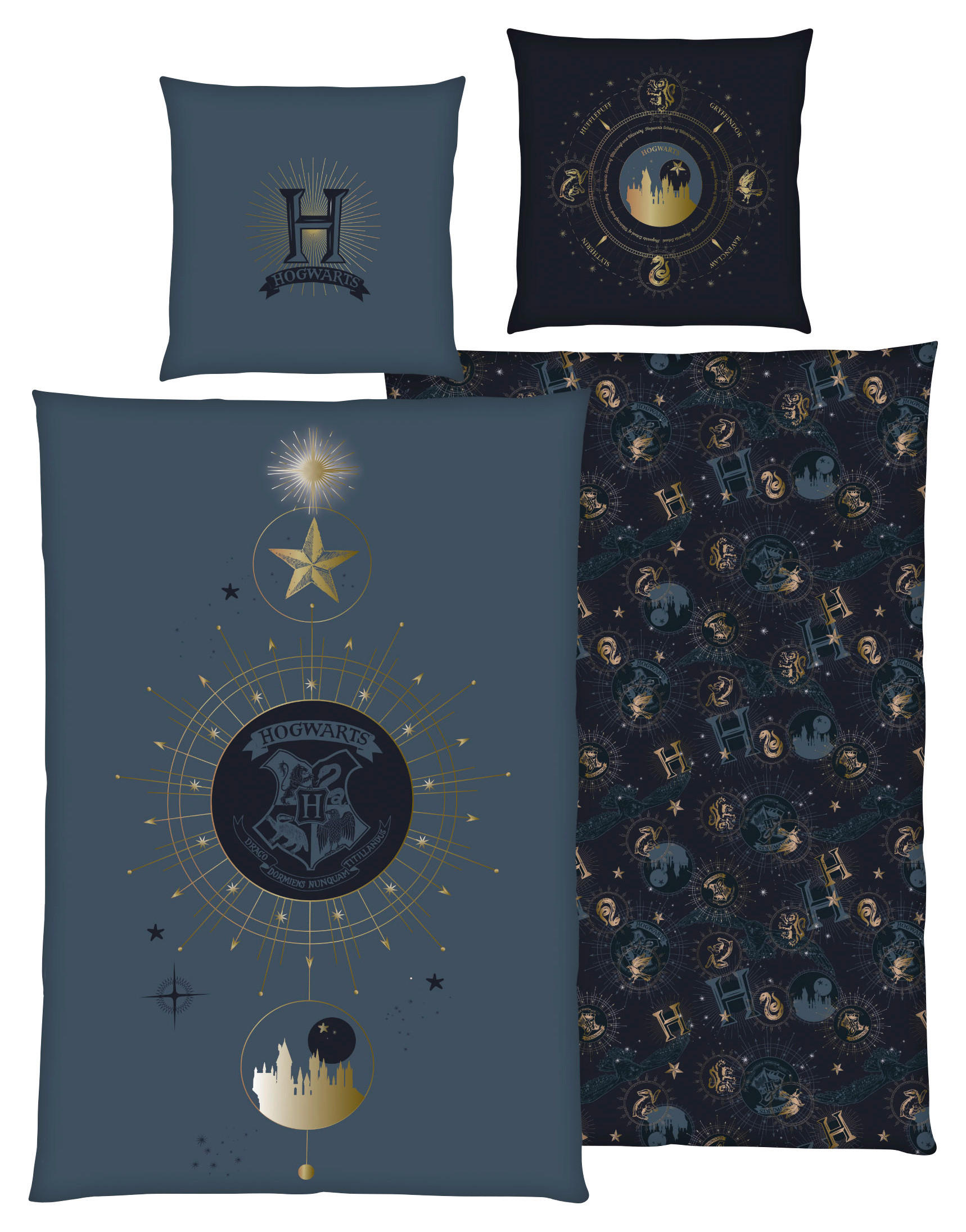 Baumwoll Wende Bettwäsche Harry Potter Renforce blau Baumwolle B/L: ca. 135x200 cm Harry Potter - blau (135,00/200,00cm)