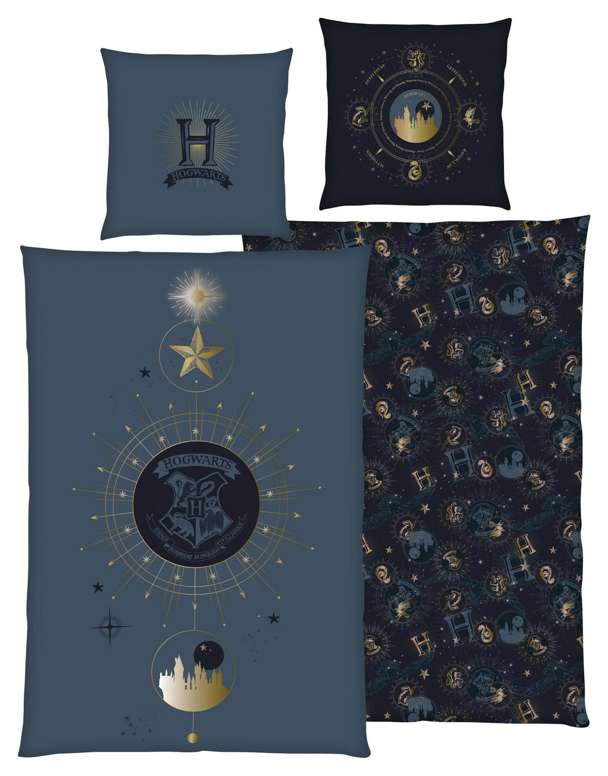 Baumwoll Wende Bettwäsche Harry Potter Renforce blau Baumwolle B/L: ca. 135x200 cm Harry Potter - blau (135,00/200,00cm)