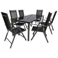 VCM Gartensitzgruppe schwarz Aluminium B/H/T: ca. 189x76x90 cm Gartensitz-Essgruppe_7tlg. - schwarz (189,00/76,00/90,00cm) - VCM