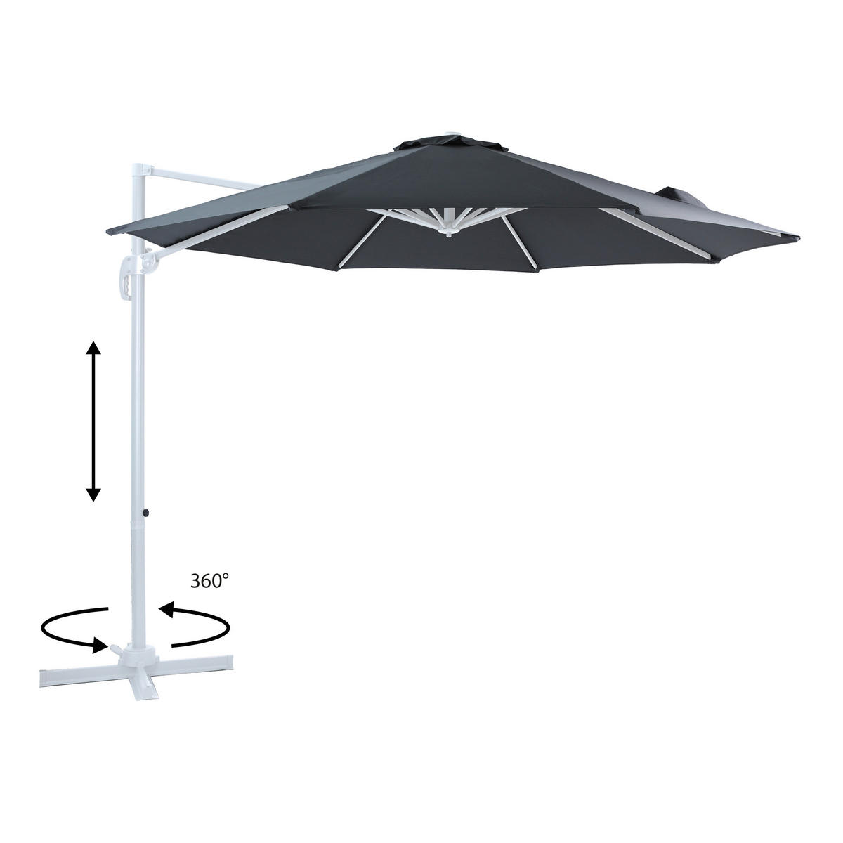 AXI Outdoor Living Ampelschirm Marisol grau Metall B/H/L: ca. 300x235x300 cm Marisol - weiß/grau (300,00/300,00/235,00cm) - AXI Outdoor Living