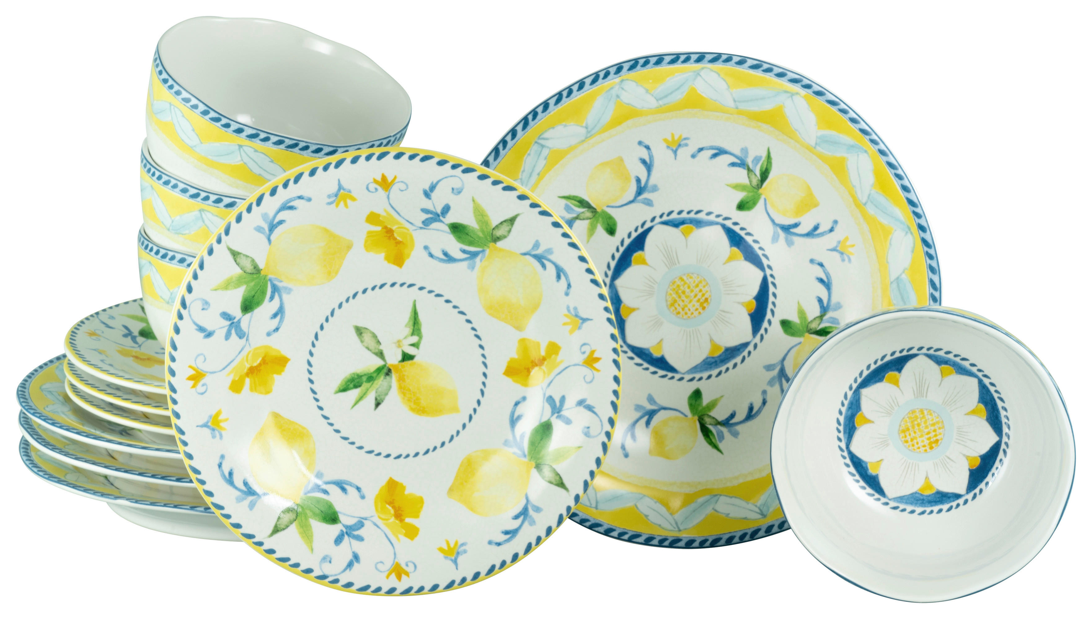 CreaTable Tafelservice Lemona bunt Steinzeug 12 tlg. Lemona - bunt - CreaTable