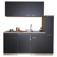 Respekta Küchenblock Economy schwarz matt B/H/T: ca. 180x200x60 cm Economy - Eiche/schwarz (180,00/200,00/60,00cm) - Respekta