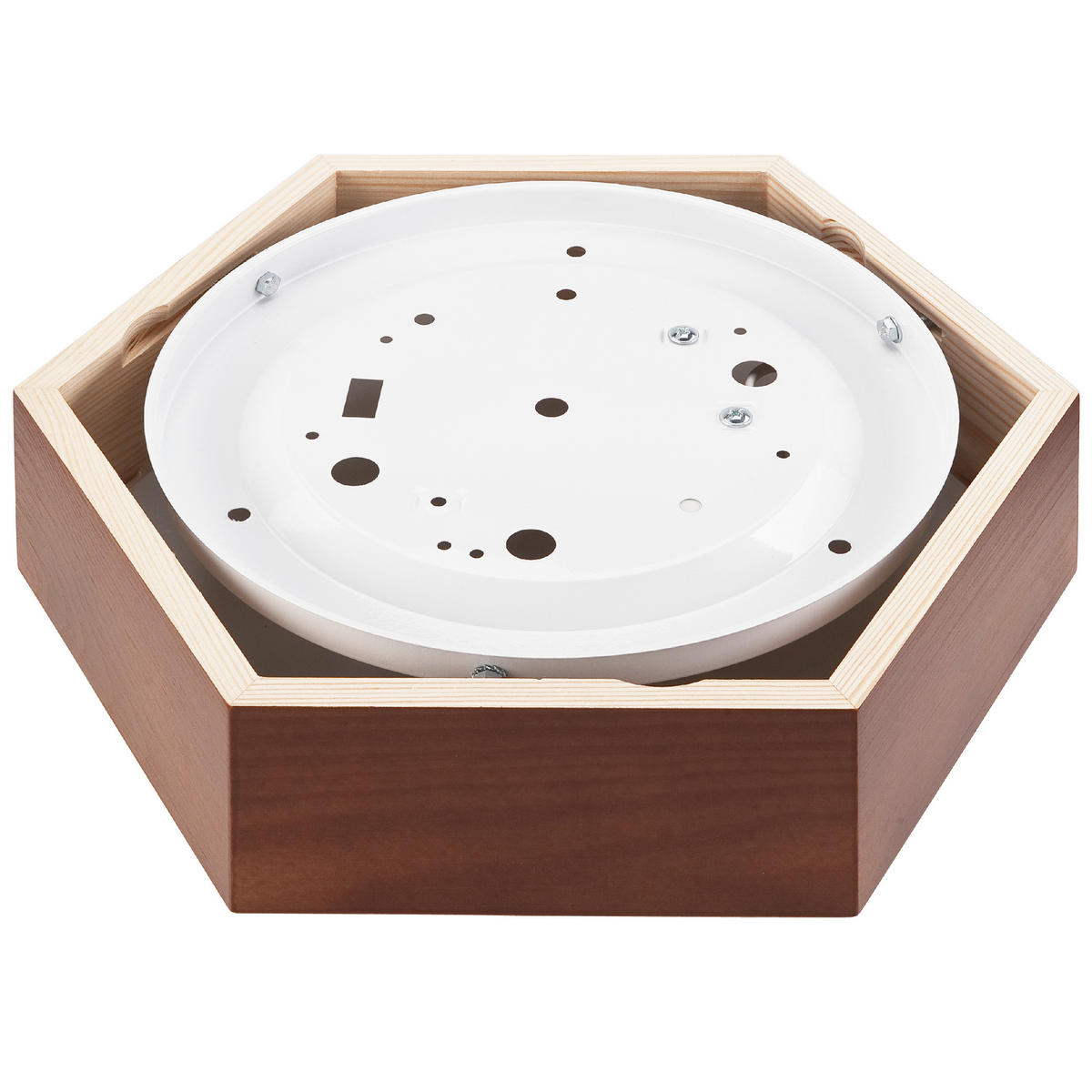 Lamkur Deckenleuchte rustikal Holz Glas B/H/L: ca. 33x12x33 cm 1 Brennstellen Hex - rustikal (33,00/33,00/12,00cm) - Lamkur