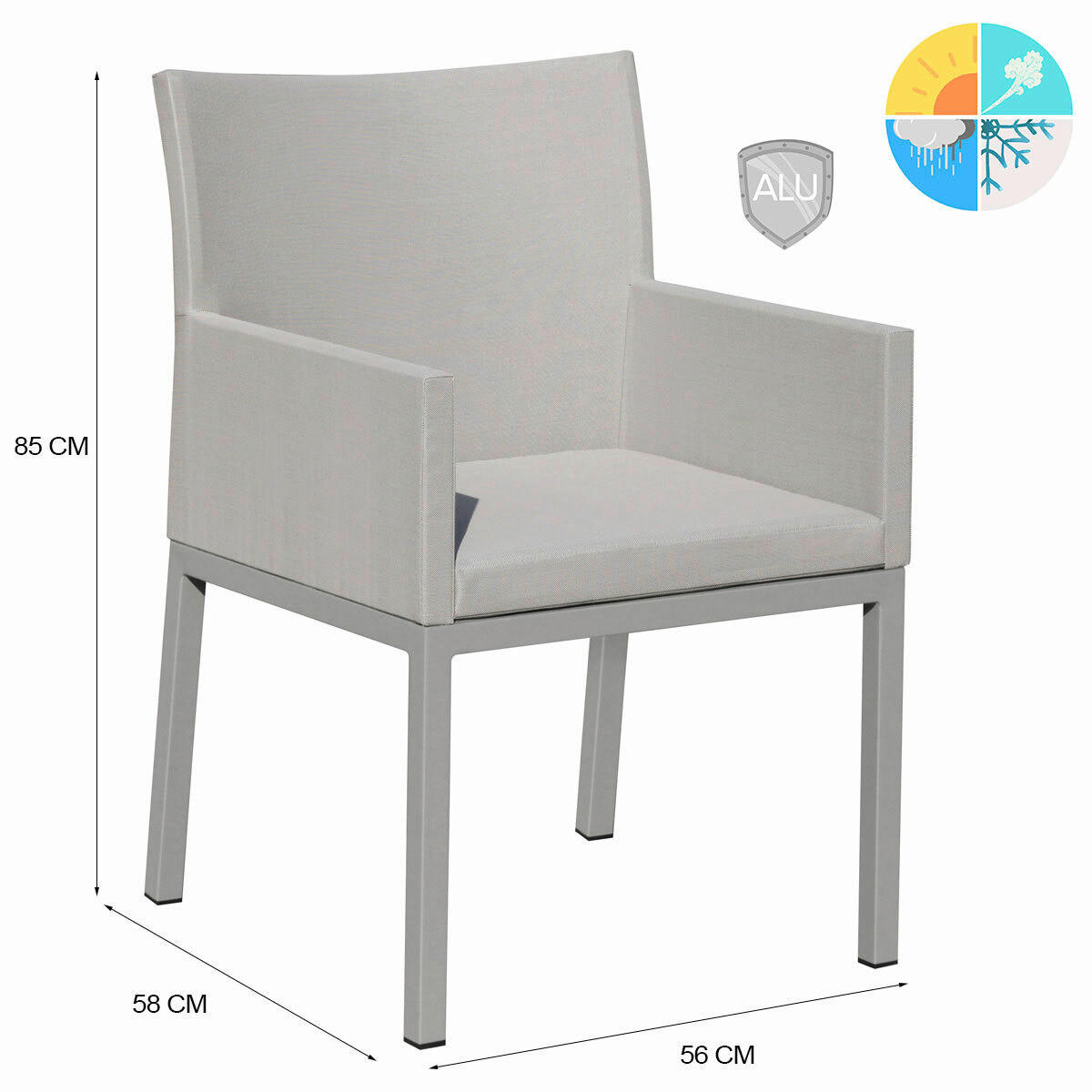 Grasekamp Gartensessel-Set Sol hellgrau Aluminium B/H/L: ca. 56x85x58 cm Sol - hellgrau (58,00/56,00/85,00cm) - Grasekamp