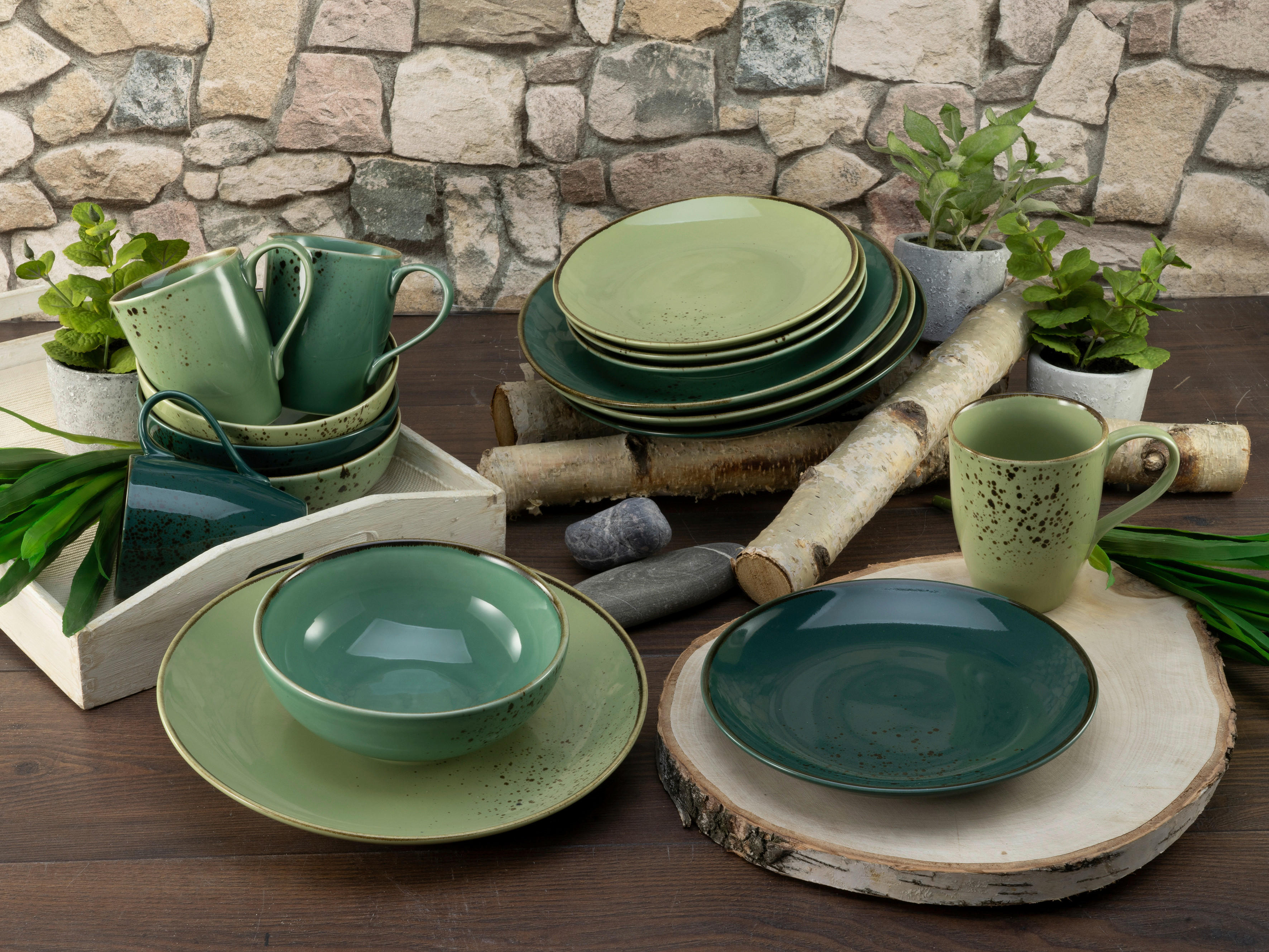 CreaTable Kombiservice Nature Collection Green Life grün Keramik online bei POCO kaufen