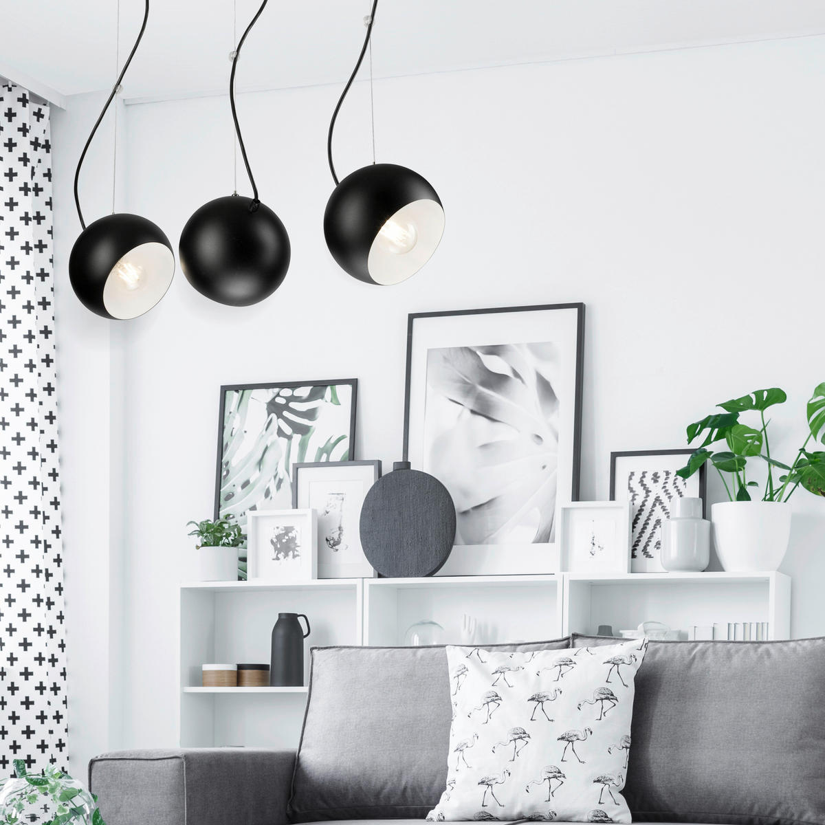 Lamkur Pendelleuchte INEZ 37486 schwarz Stahl H/L: ca. 70x70 cm E27 3 Brennstellen Inez - schwarz (70,00cm) - Lamkur