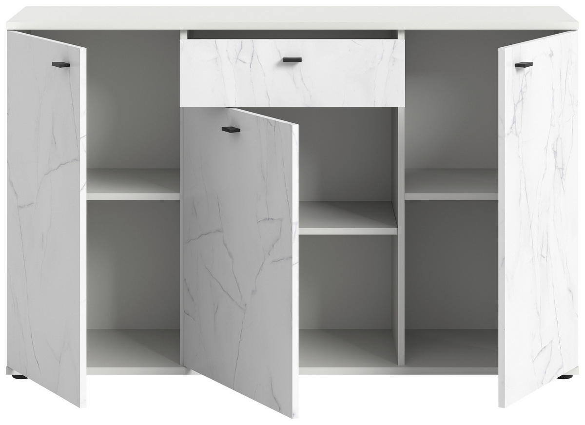 Sideboard Stone weiß Marmoroptik B/H/T: ca. 139x88x41 cm Stone - weiß/Marmoroptik (139,00/88,00/41,00cm)