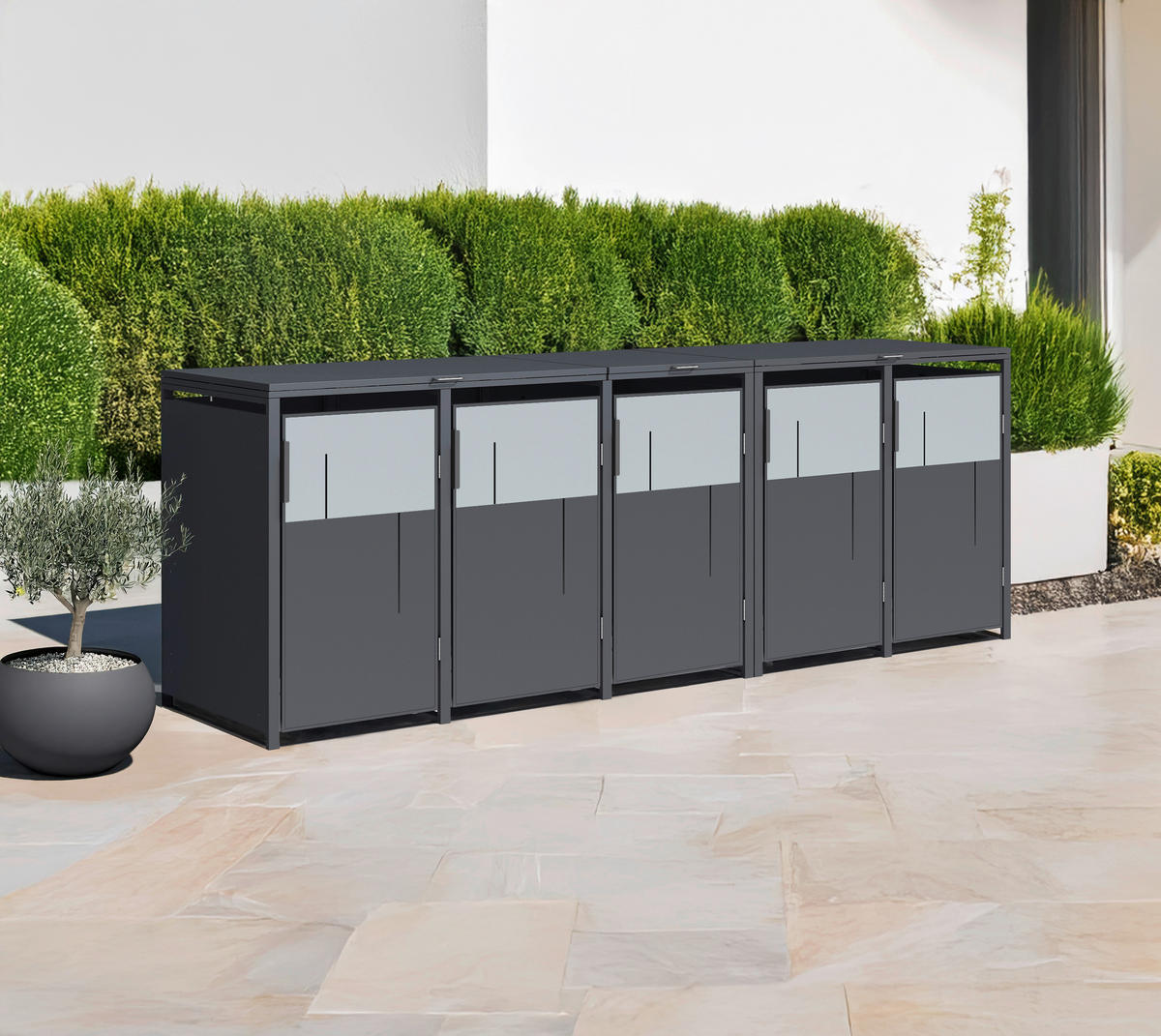 Westmann Mülltonnenbox Tonus anthrazit B/H/L: ca. 330x116x80 cm Tonus - anthrazit (80,00/330,00/116,00cm) - Westmann