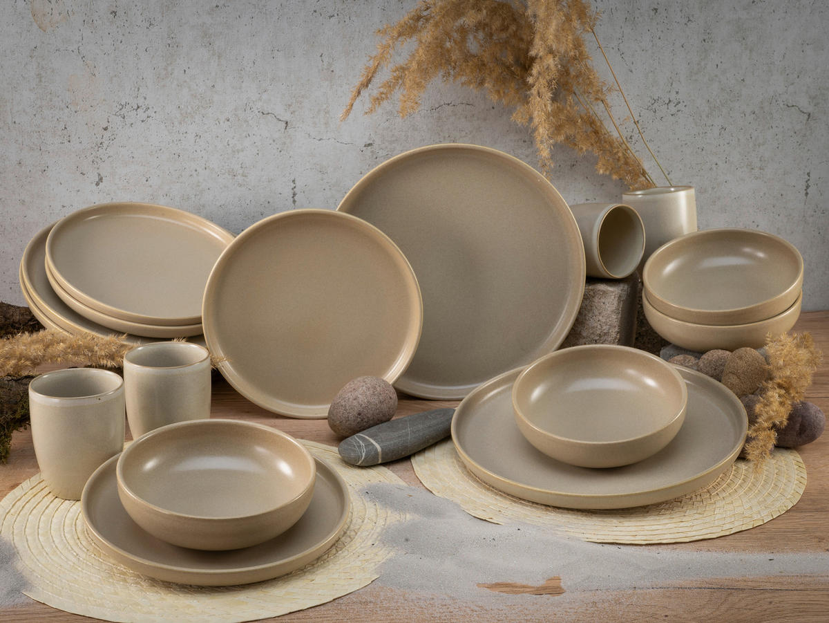 CreaTable Kombiservice Uno sand Steinzeug 16 tlg. Uno - sand - CreaTable