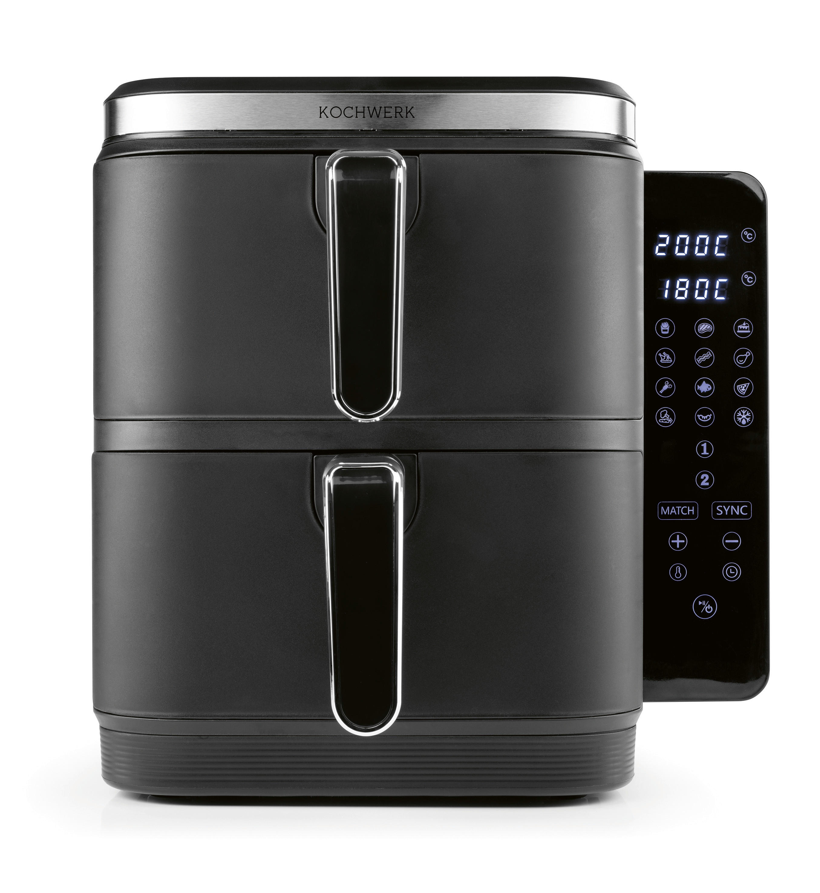 Kochwerk Heißluftfritteuse Doppel-Heißluftfritteuse 15473 - schwarz (44,30/28,60/35,50cm) - Kochwerk